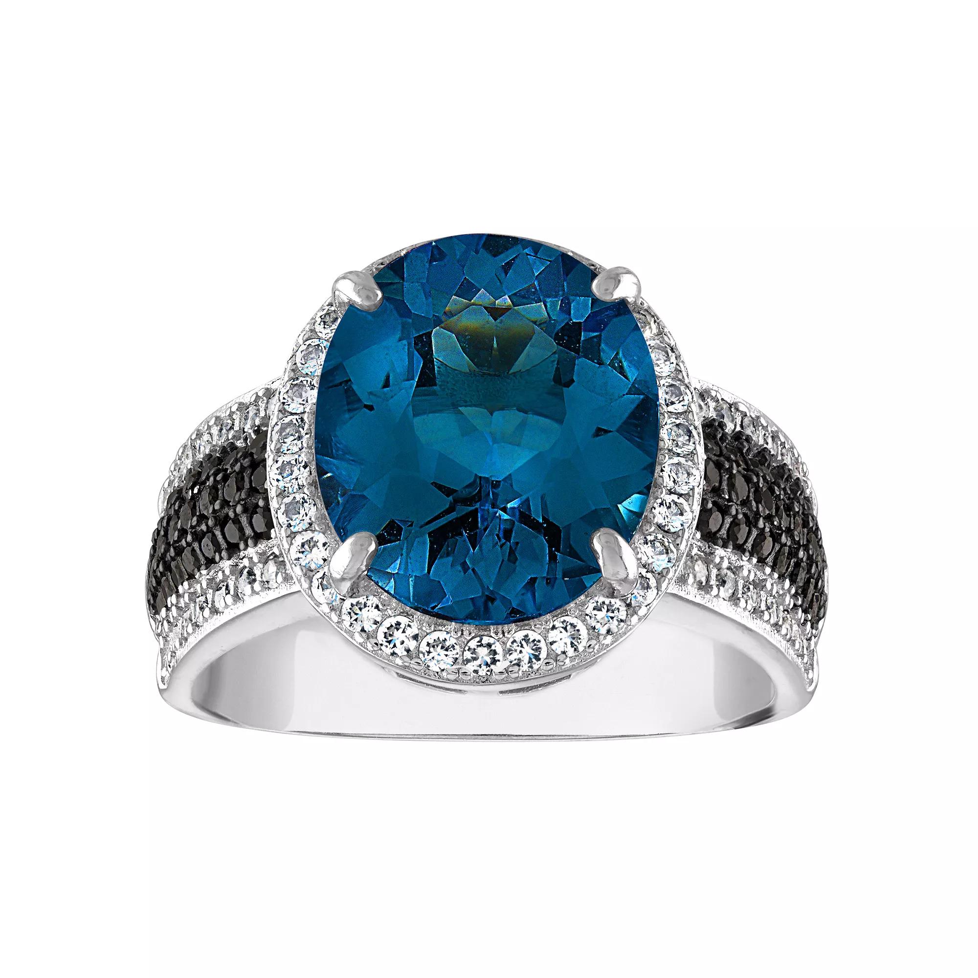 Designs by Gioelli Sterling Silver Swiss Blue Topaz & Black Spinel Ring, Women's,  Product Image
