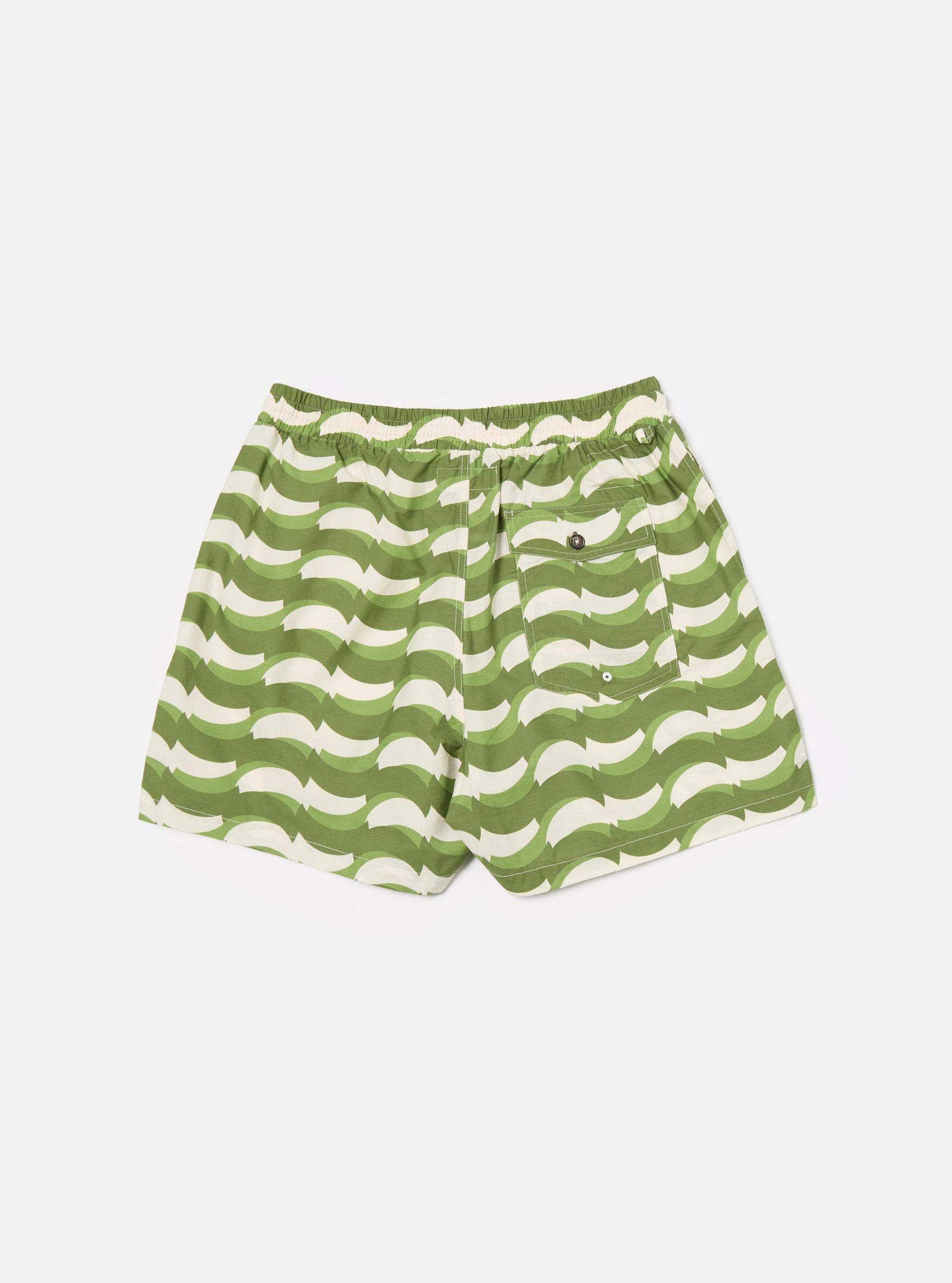 Green Geo Wave Print Cotton Action Short Product Image
