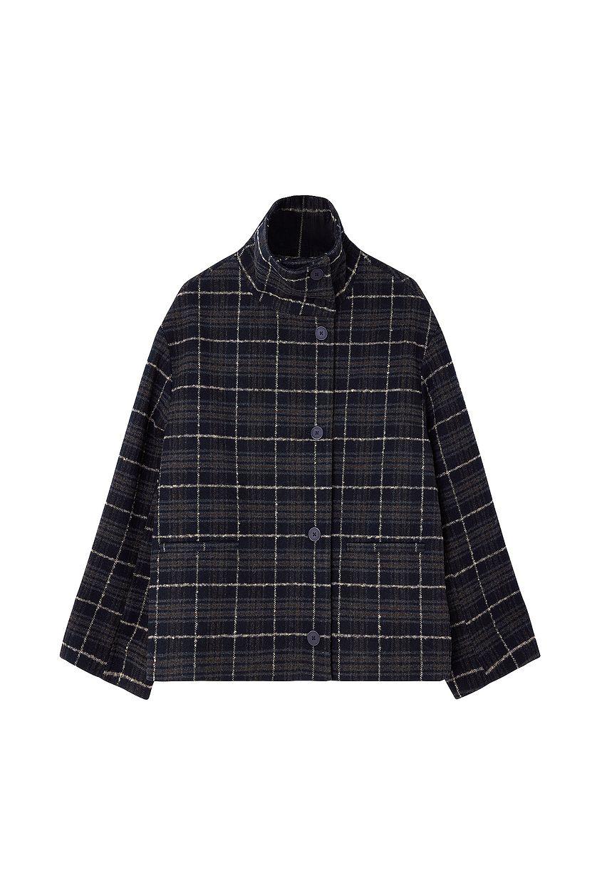 Checked Oversized Short Jacket Product Image