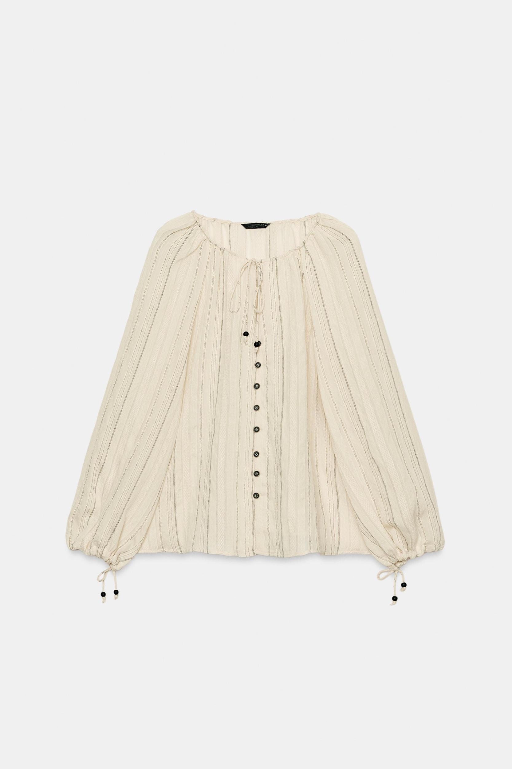 STRIPED BLOUSE WITH BOWS Product Image