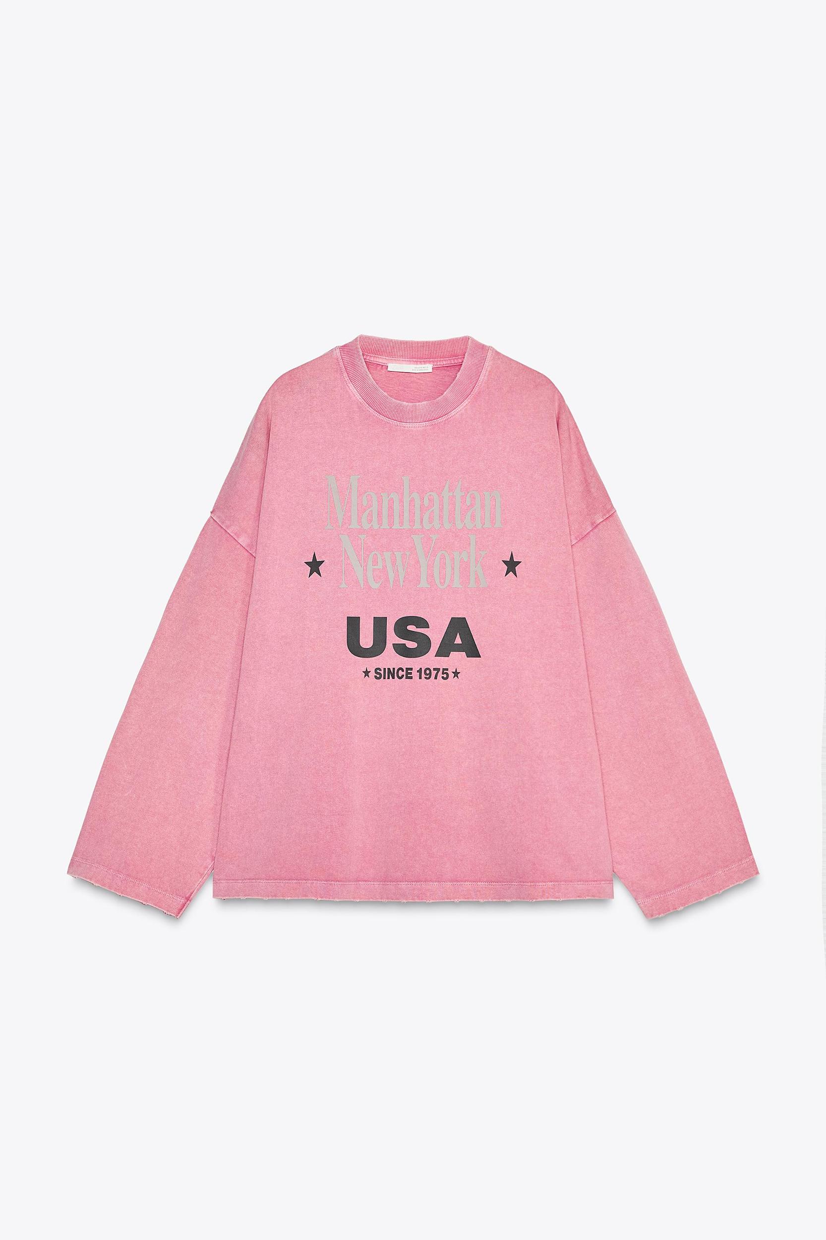 WASHED EFFECT T-SHIRT WITH SLOGAN Product Image