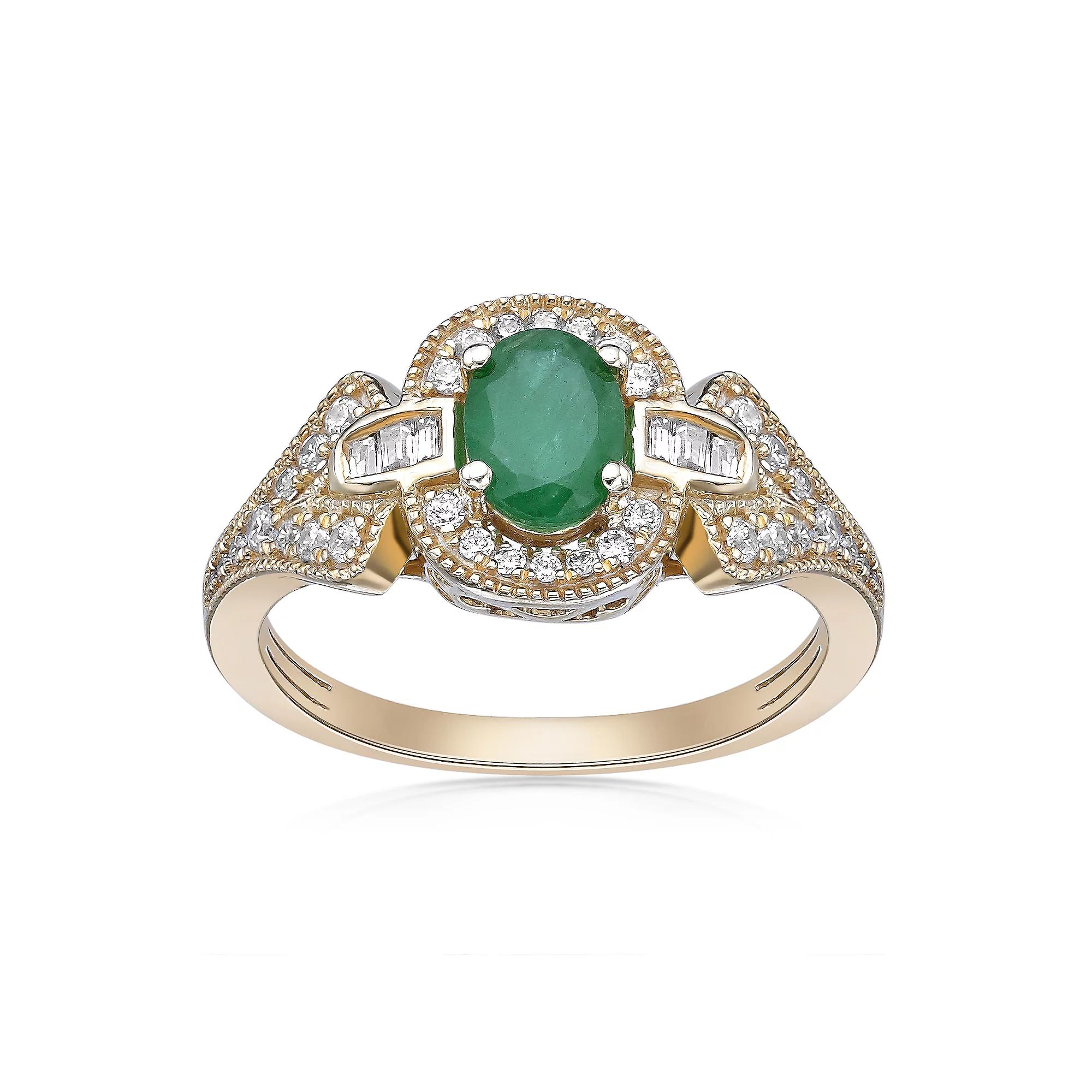 Gemminded 10k Gold Emerald & 3/8 Carat T.W. Diamond Ring, Women's, Size: 5 Product Image