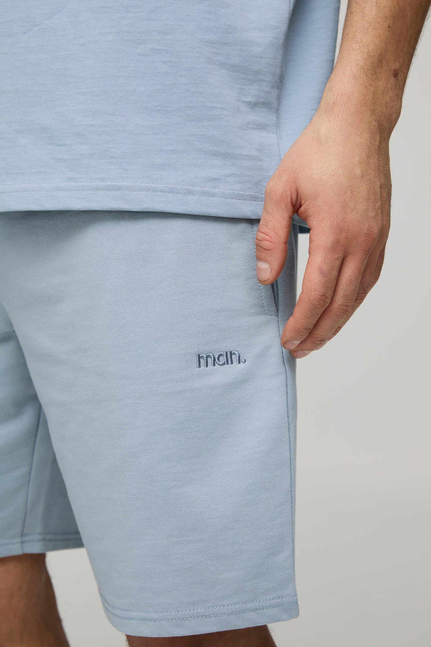 260GSM Loopback Basic MAN. Relaxed Mid Length Shorts | boohooMAN USA Product Image