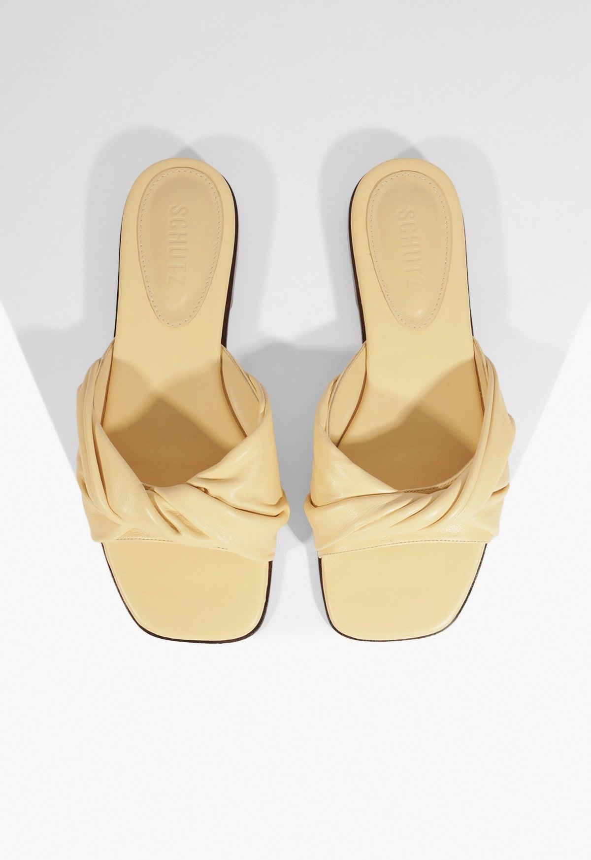 Lori Beige Leather Flat Sandal Product Image