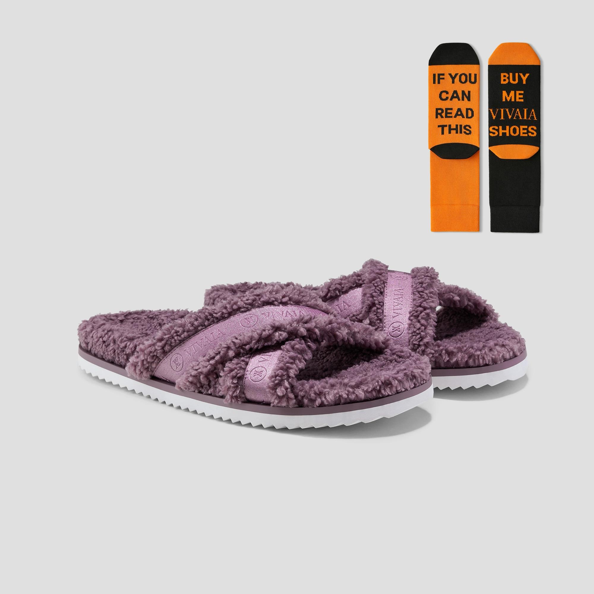 Furry Criss-Cross Strap Slippers (Hannah) Product Image