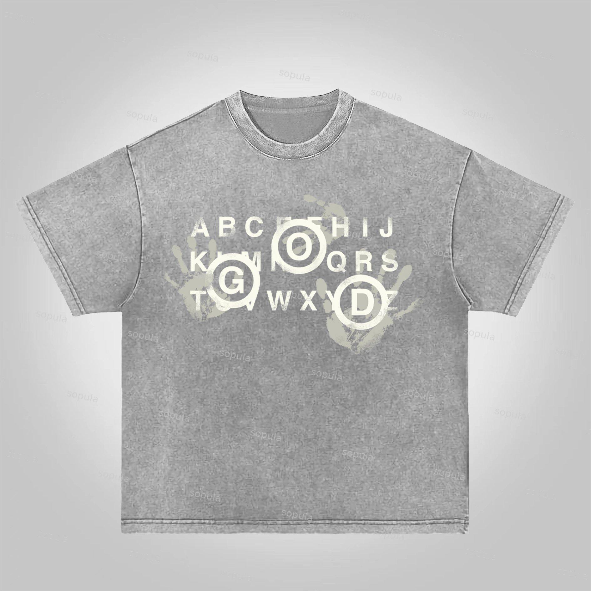 Sopula Only God Makes The Old Alphabet Palm Figure Acid Washed T-Shirt Product Image