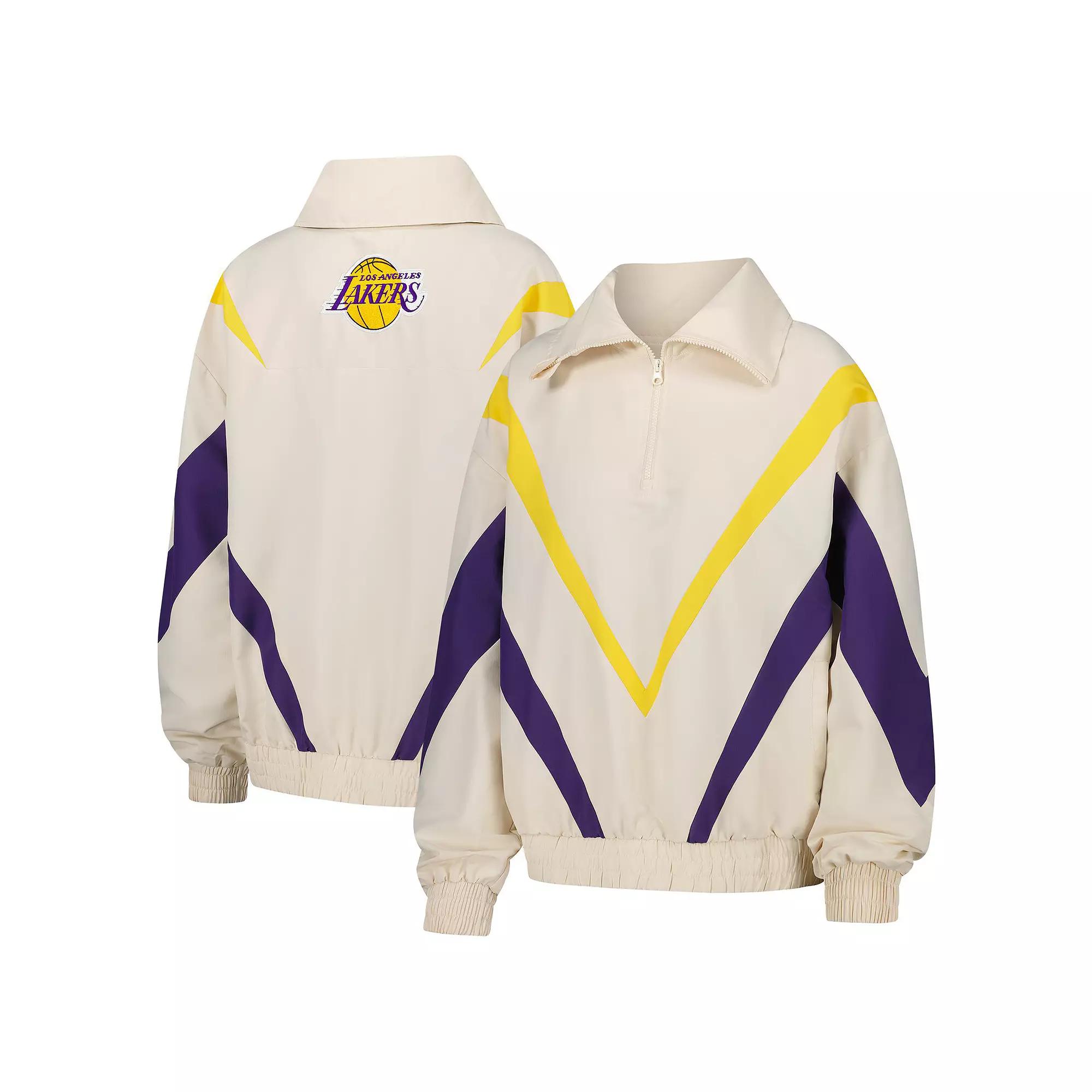 Women's Terez White Los Angeles Lakers Retro Ripstop Chevron Quarter-Zip Jacket, Size: XS Product Image