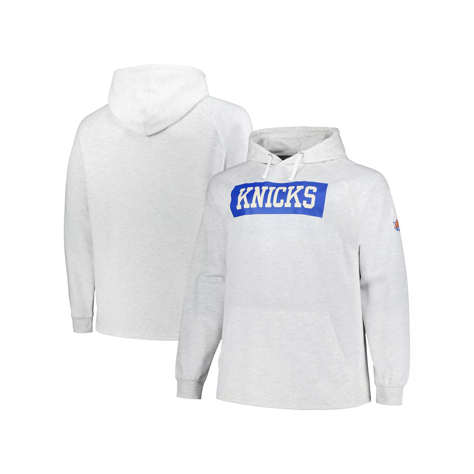 Men's Fanatics Ash New York Knicks Big & Tall Raglan Tri-Blend Pullover Hoodie,  Product Image