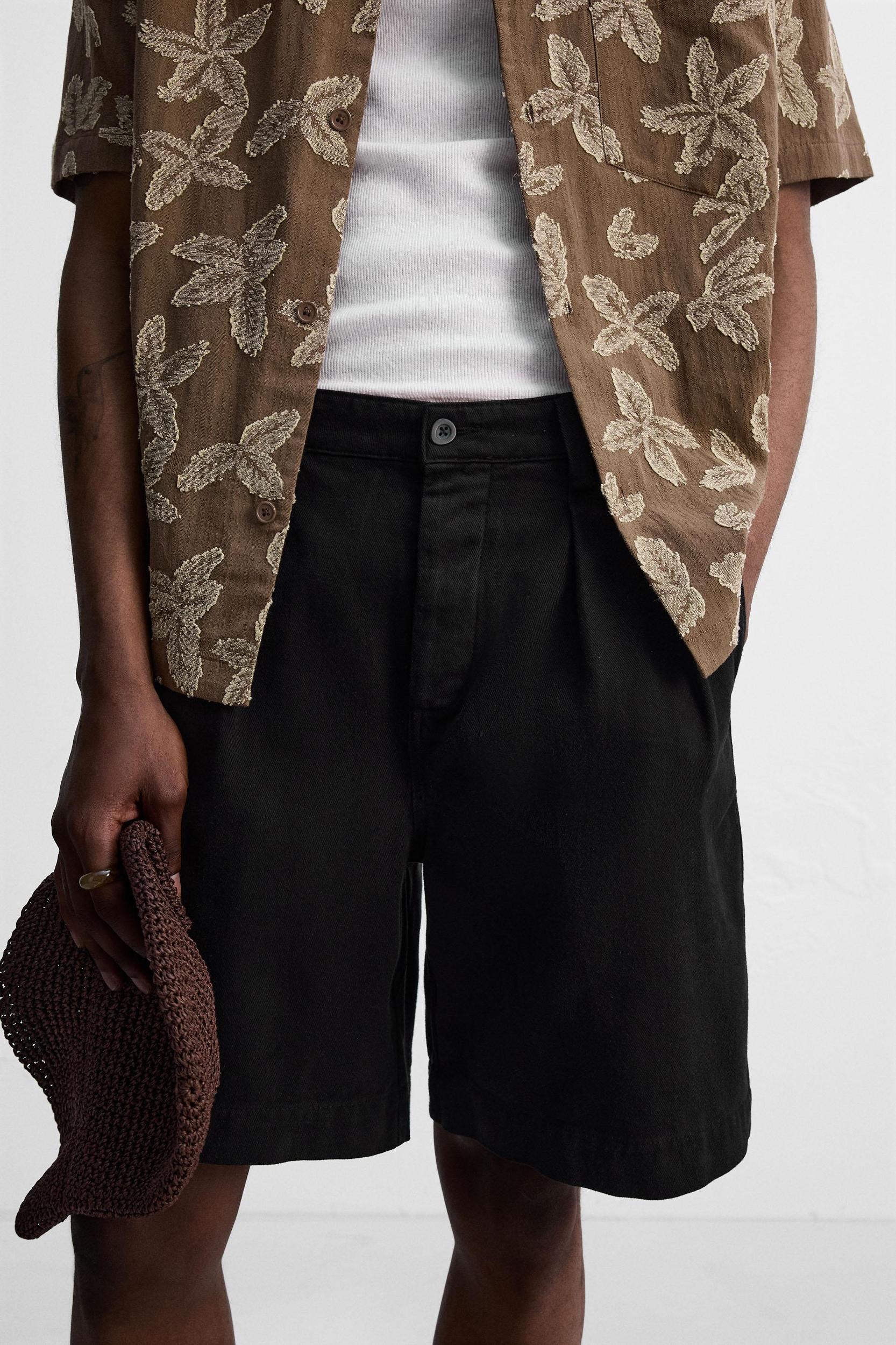 RELAXED FIT PLEATED BERMUDA SHORTS Product Image