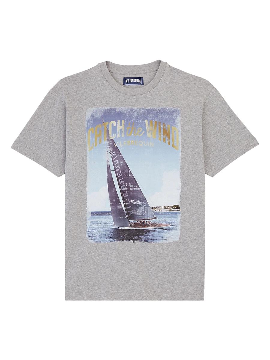 Vilebrequin Men's Blue Sailing Boat Cotton T-Shirt Product Image