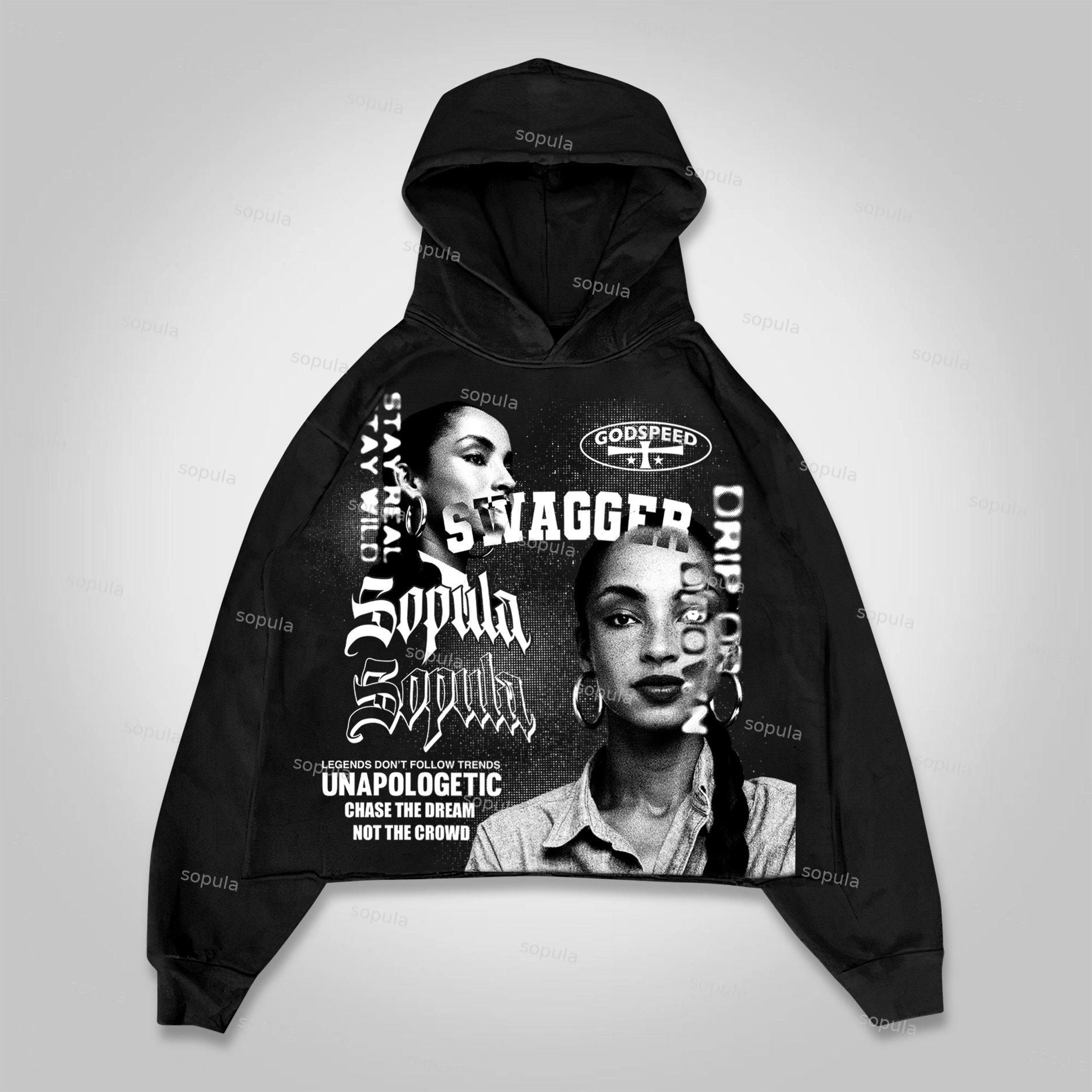 Sopula Sade Adu Swagger Vintage Graphics Cropped Hoodie Product Image