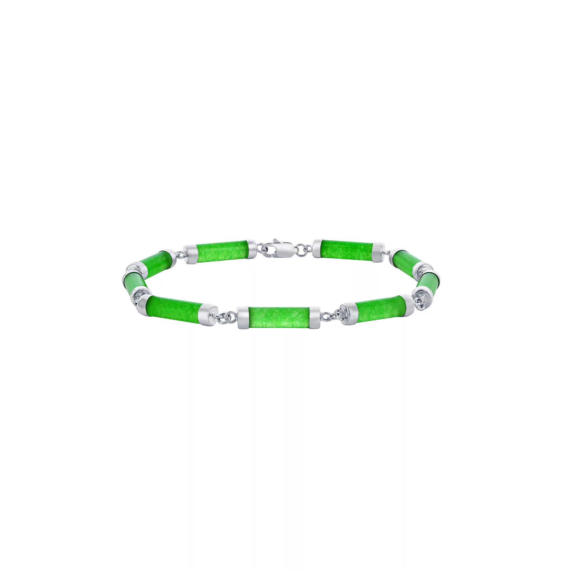 Argento Bella Sterling Silver Green Quartz Cylinder Link Bracelet, Women's, Size: 7.5" Product Image