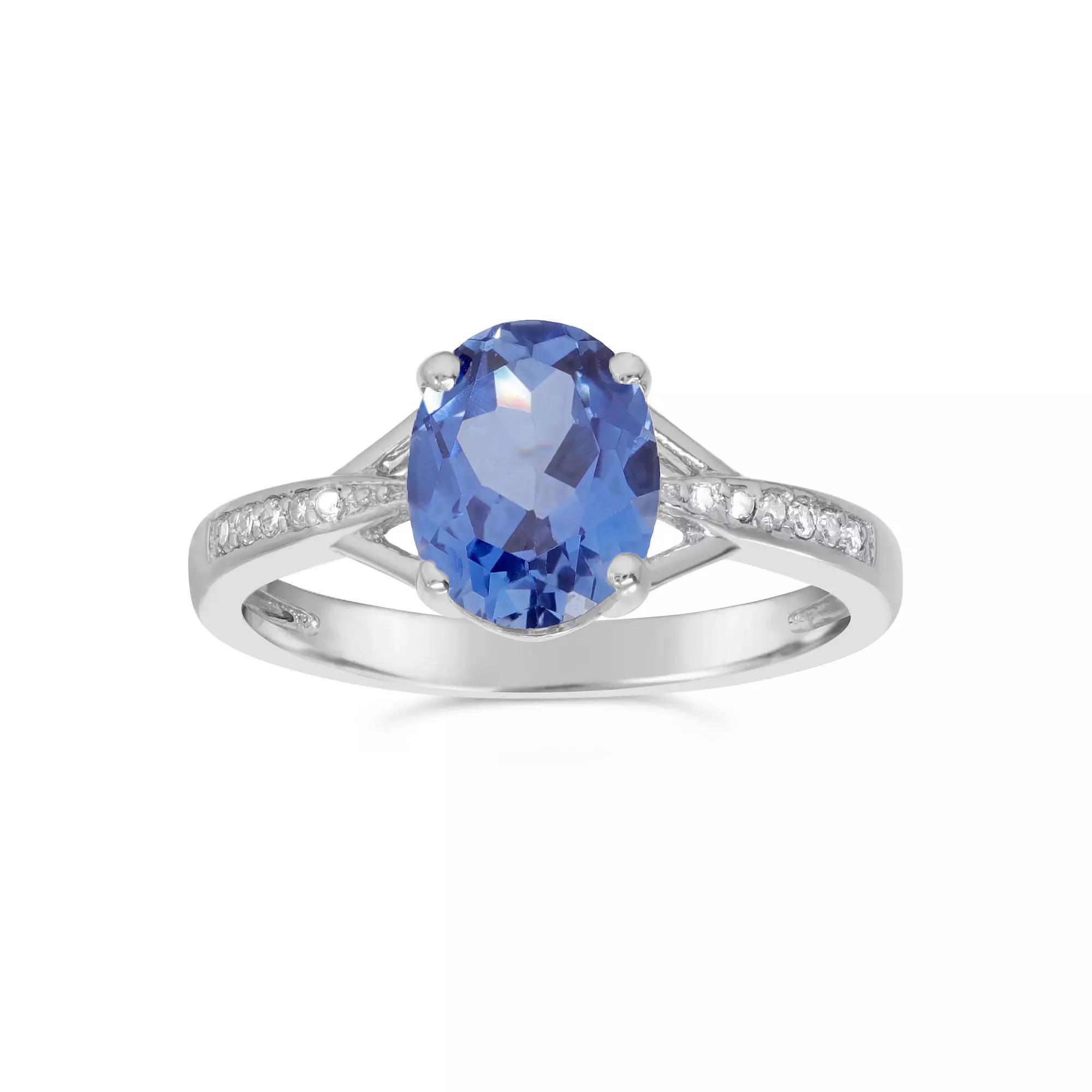 Gemminded Sterling Silver Lab-Created Sapphire & Diamond Accent Ring, Womens Product Image