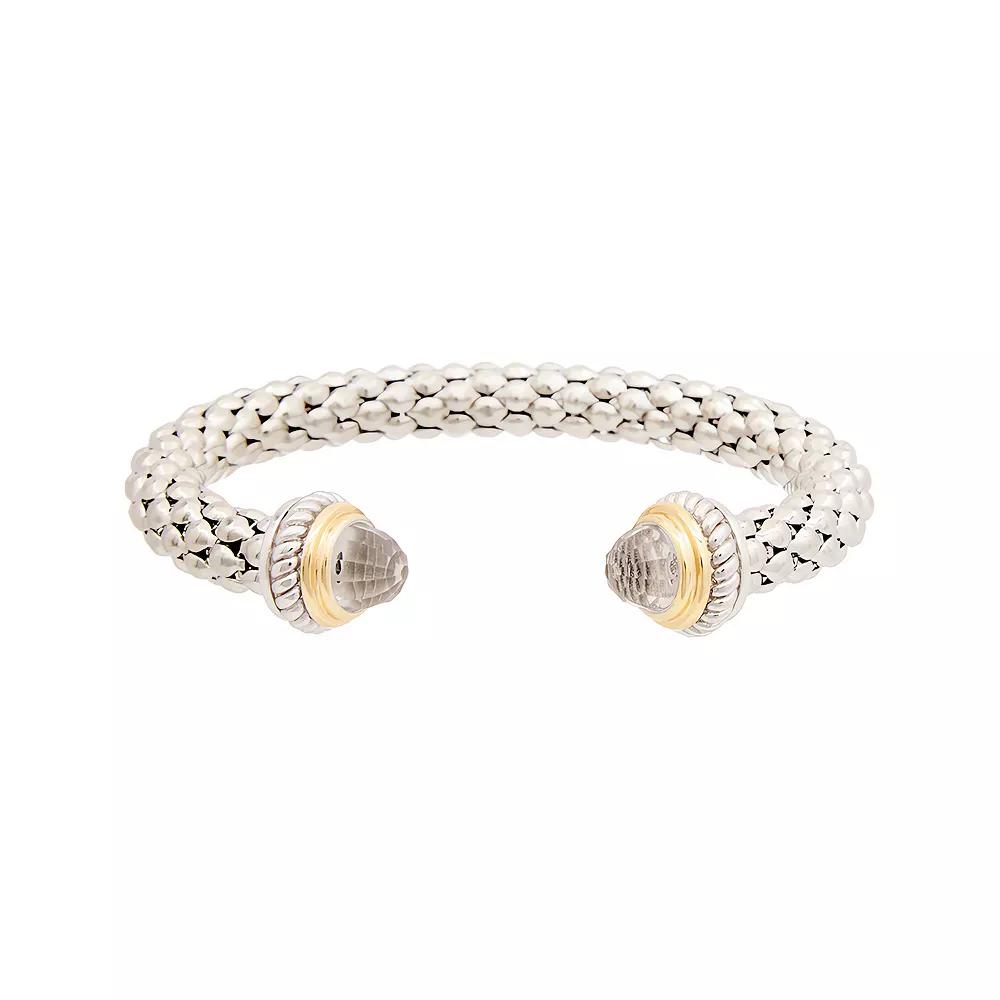 Juvell Two-Tone 18k Gold Plated White Topaz Ends Bangle Bracelet, Women's, Two Tone Product Image