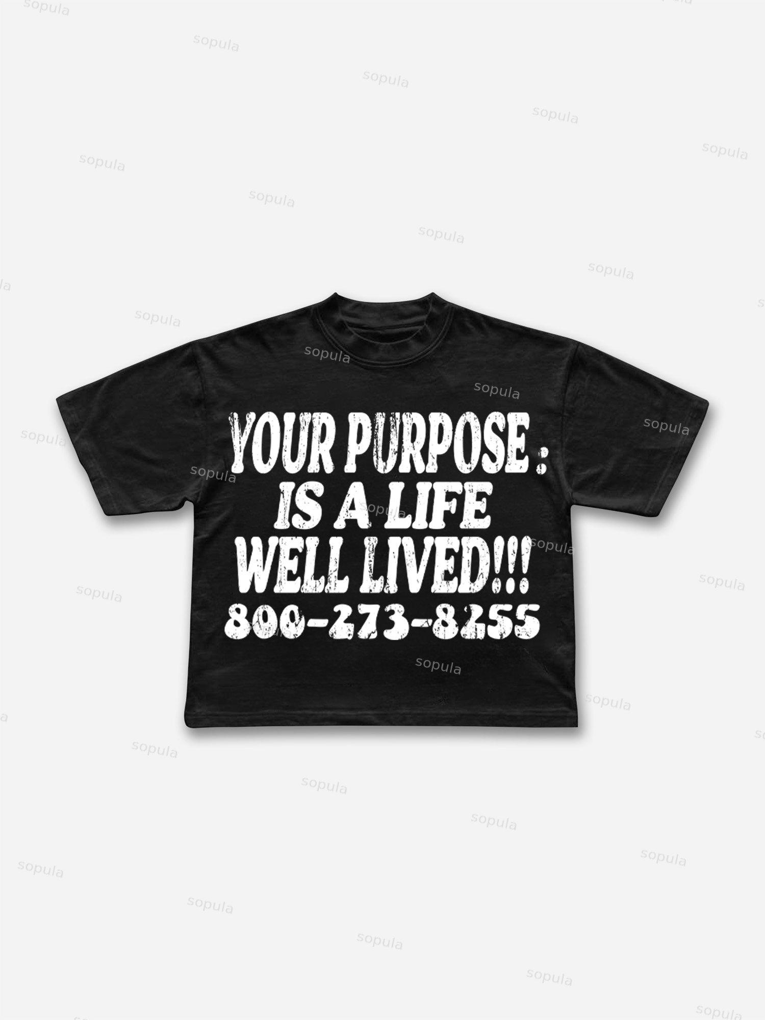 Mental Health Issues： Living Life To The Fullest Vintage Graphic Cropped T-shirt Product Image