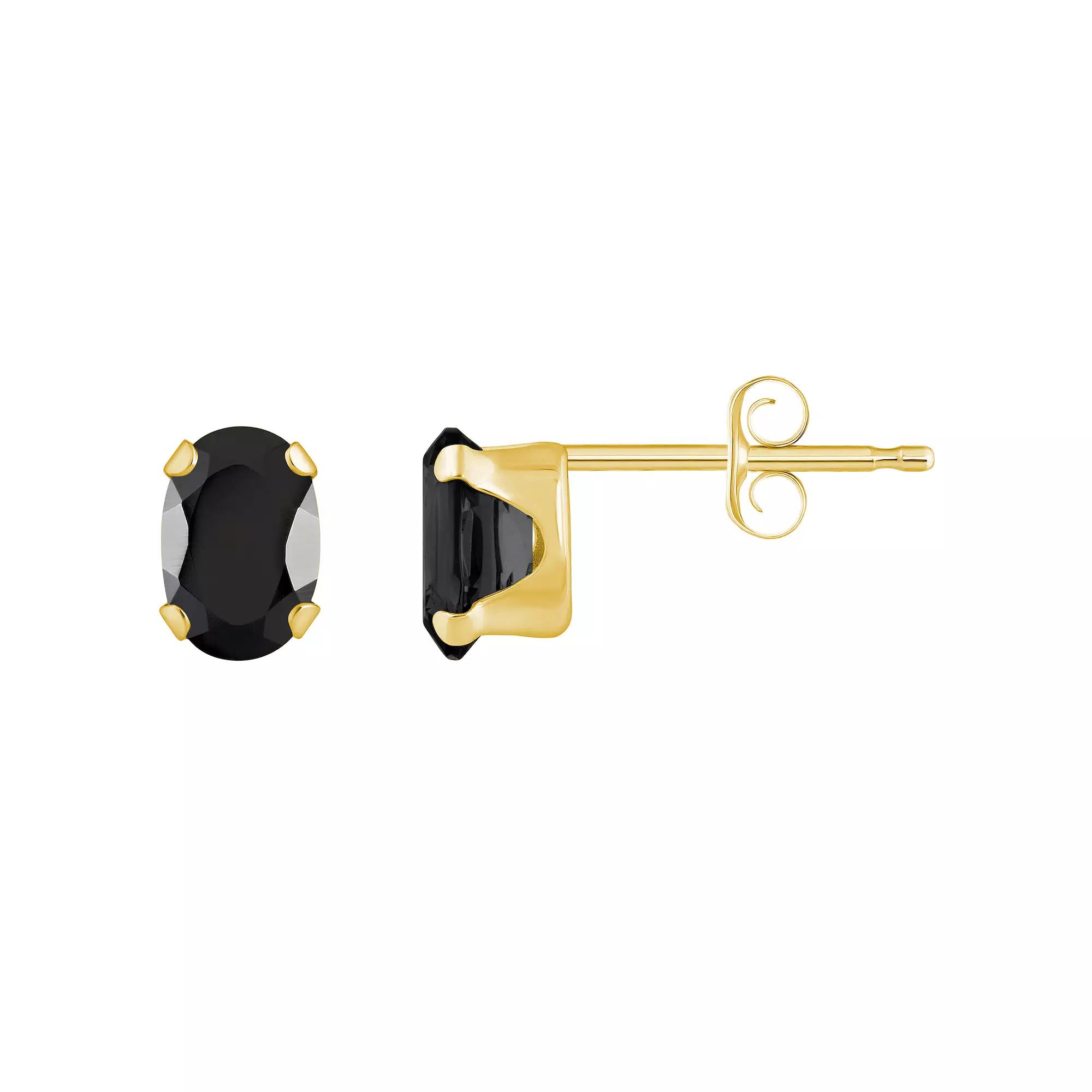 Celebration Gems 10k Gold Oval Onyx Stud Earrings, Women's, Yellow Product Image