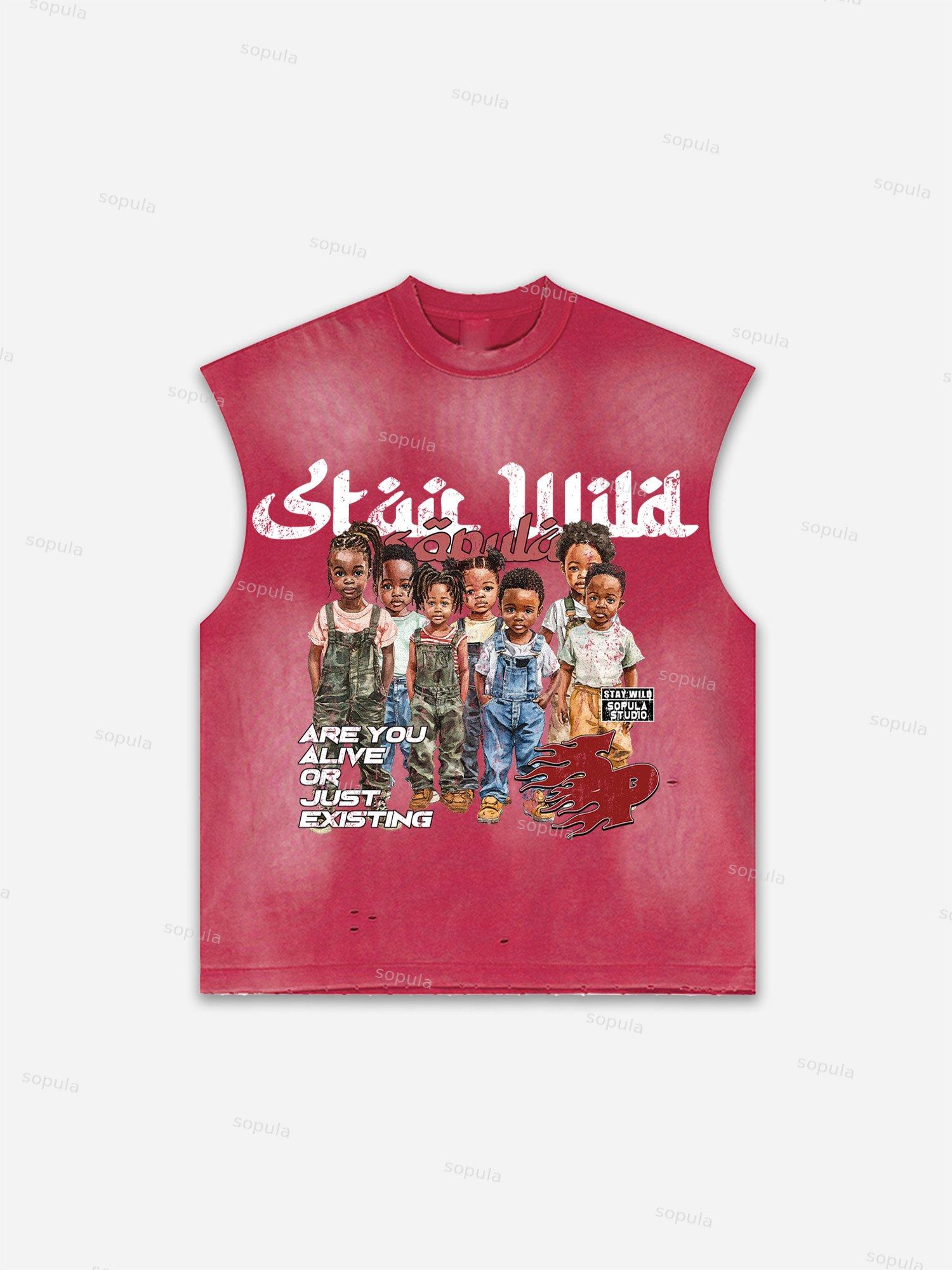 Western Eagle Graphic Men's Washed Tank Top Sleeveless Shirts Product Image