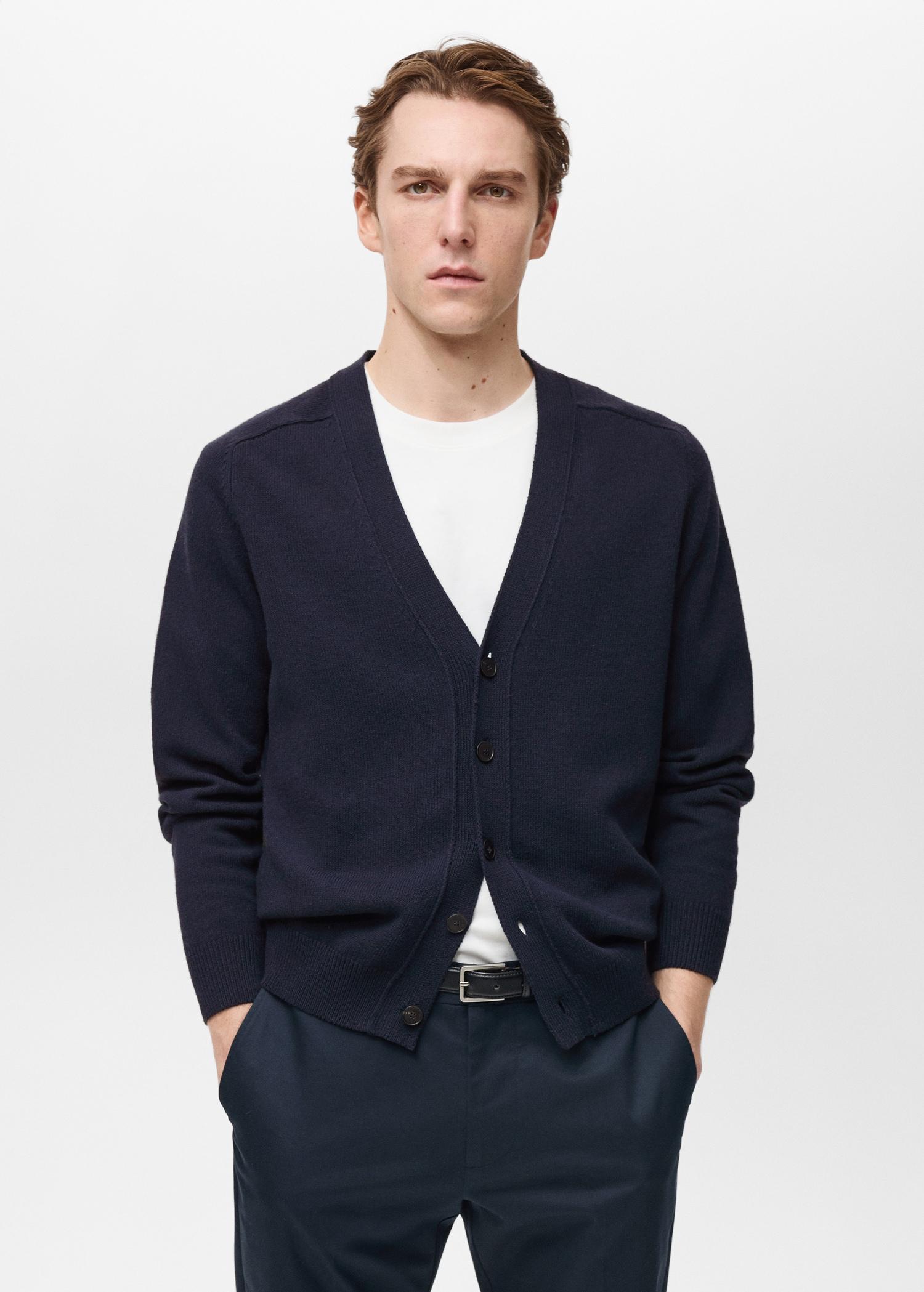 Knitted cotton cardigan with buttons - Men | MANGO USA Product Image