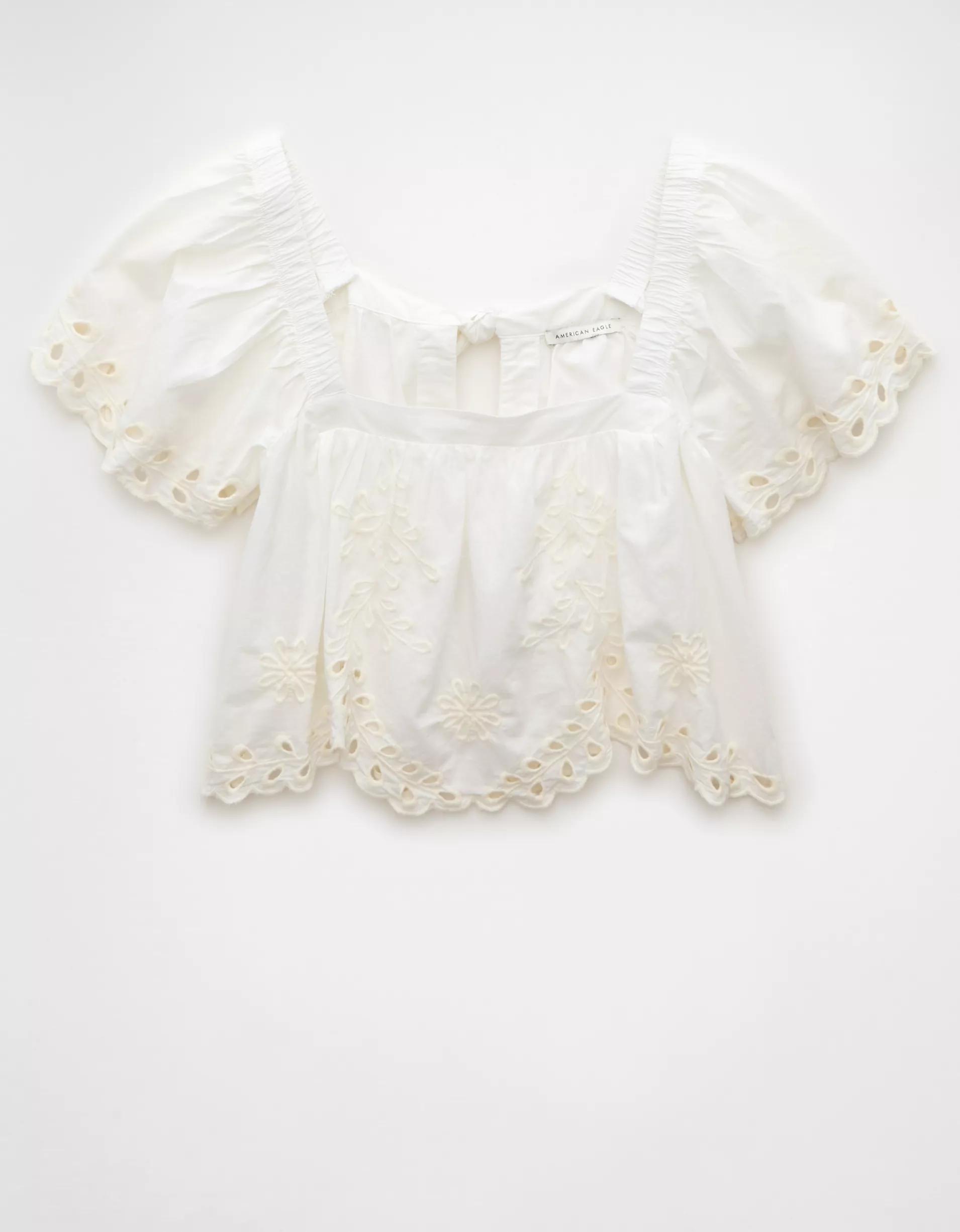 AE Tie Back Eyelet Crop Top Product Image