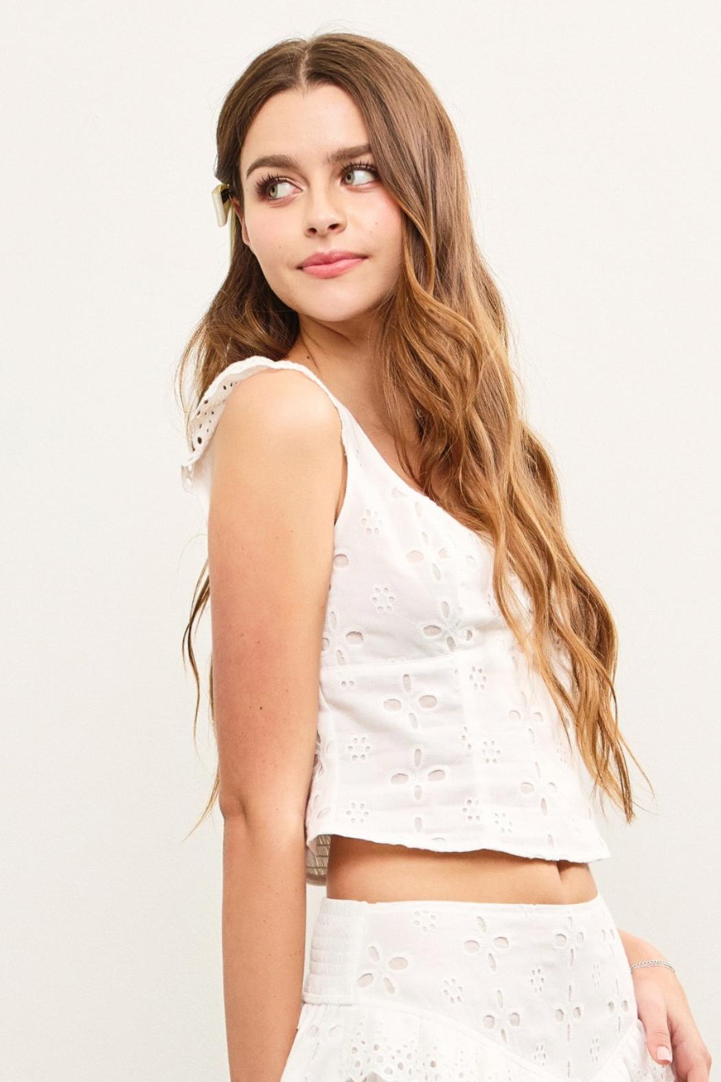 Eyelet Cap Sleeve Top Product Image