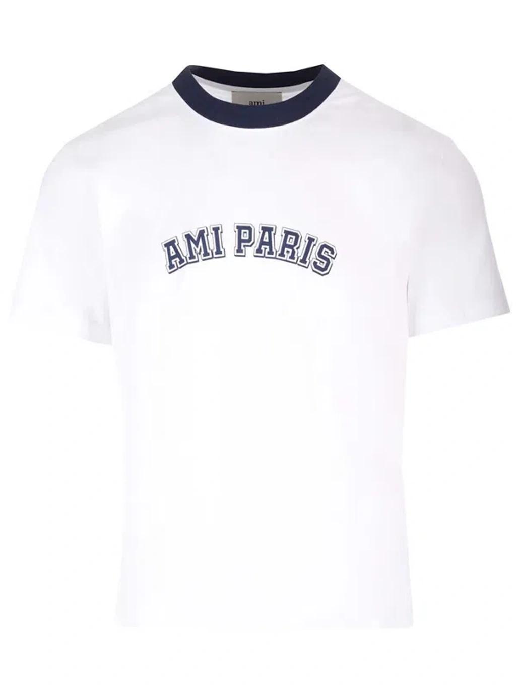AMI ALEXANDRE MATTIUSSI Ami Paris Organic Cotton Logo Graphic T-shirt In White Product Image