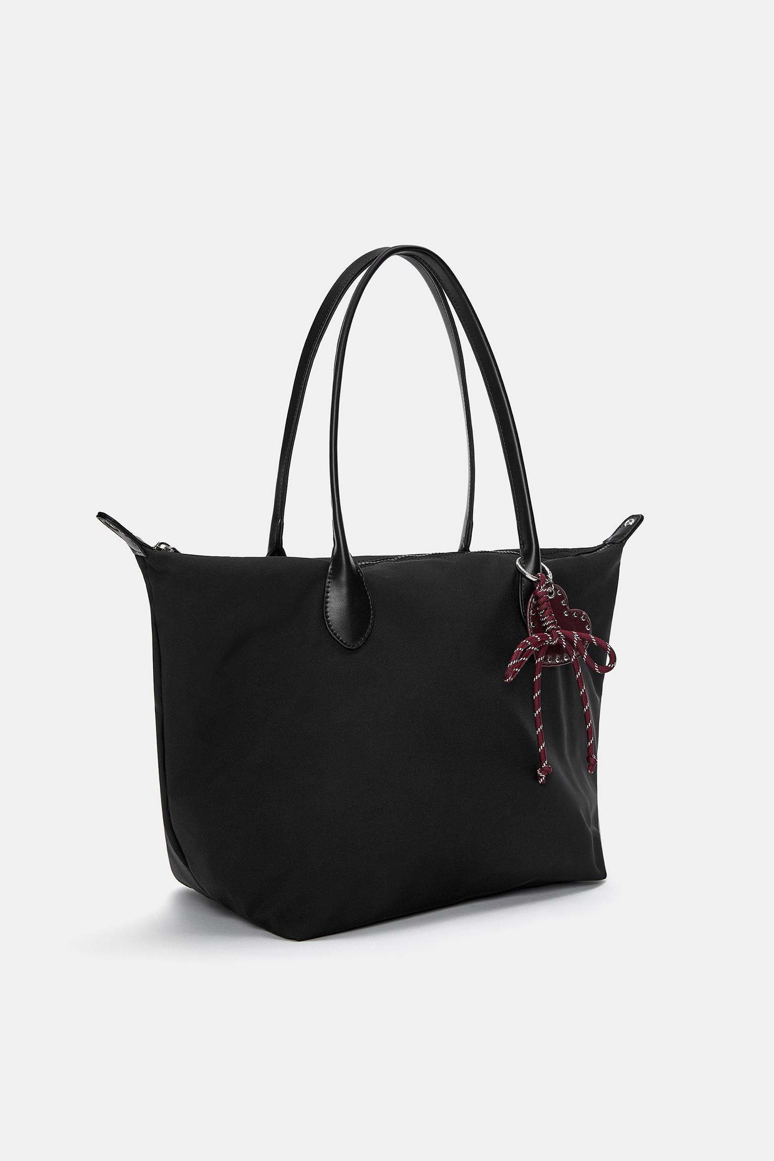 Nylon shopper bag with charm detail Product Image