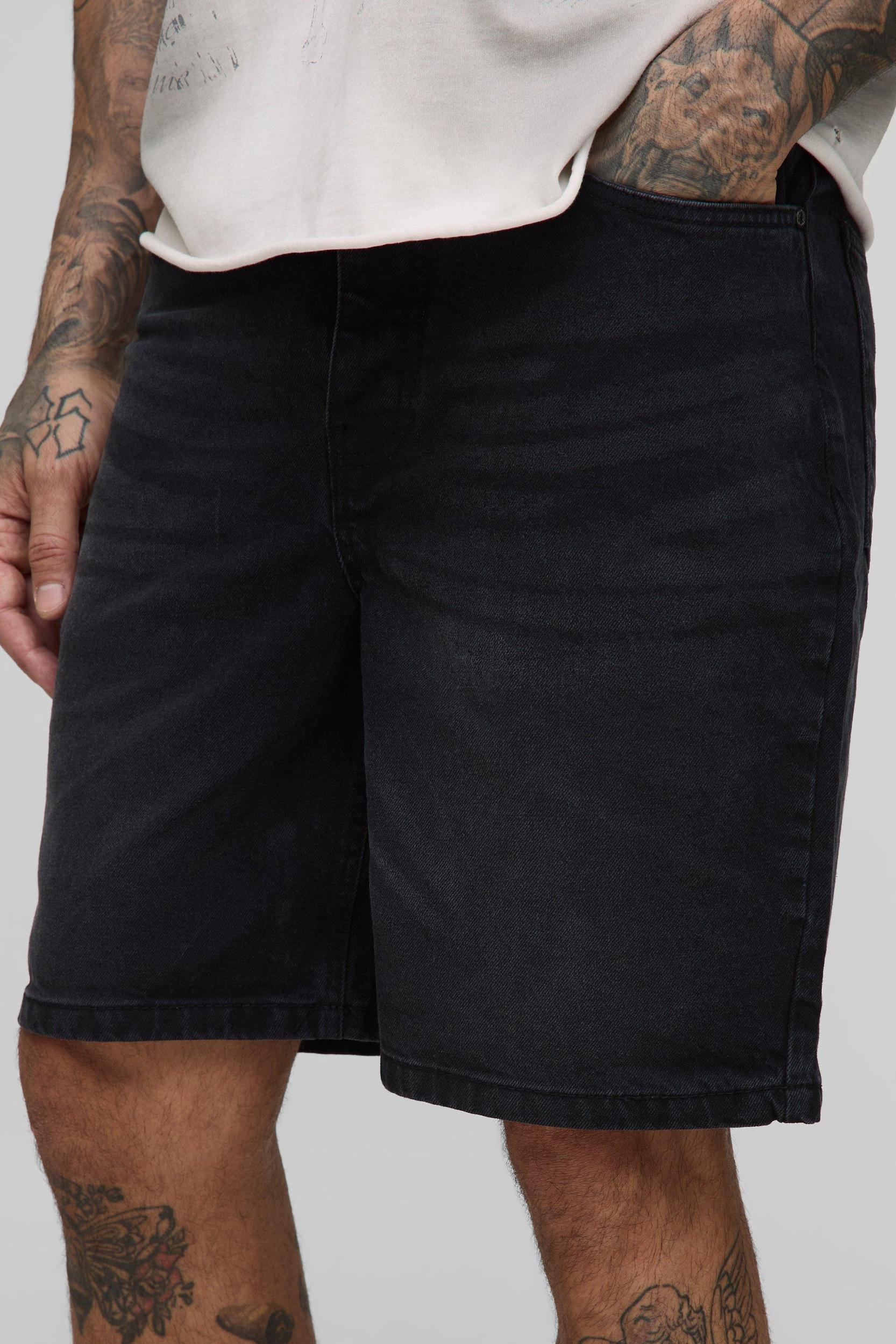Tall Relaxed Rigid Jean Shorts | boohooMAN USA Product Image