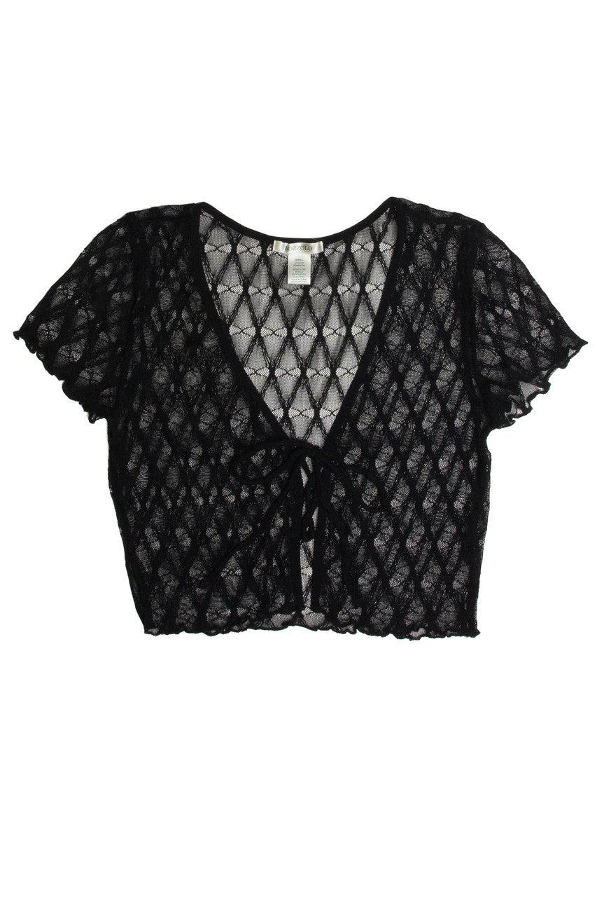 Black Diamond Mesh Lace Up Top Product Image