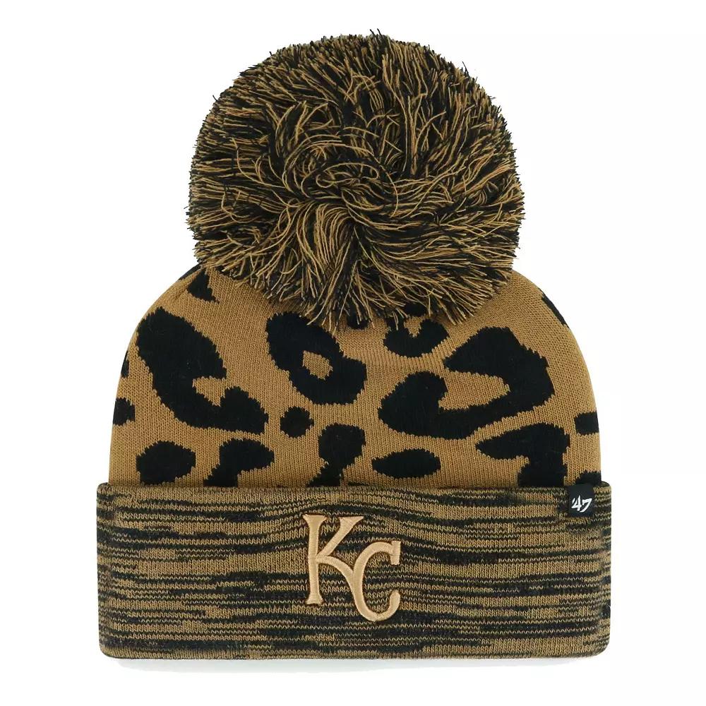 Women's '47 Kansas City Royals Leopard Rosette Cuffed Knit Hat with Pom, Brown Product Image