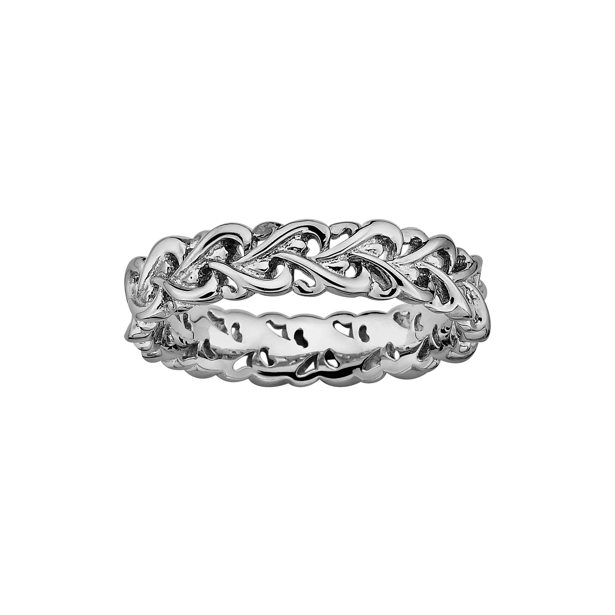 Stacks & Stones Sterling Silver Intertwined Heart Stack Ring, Women's, Size: 10 Product Image