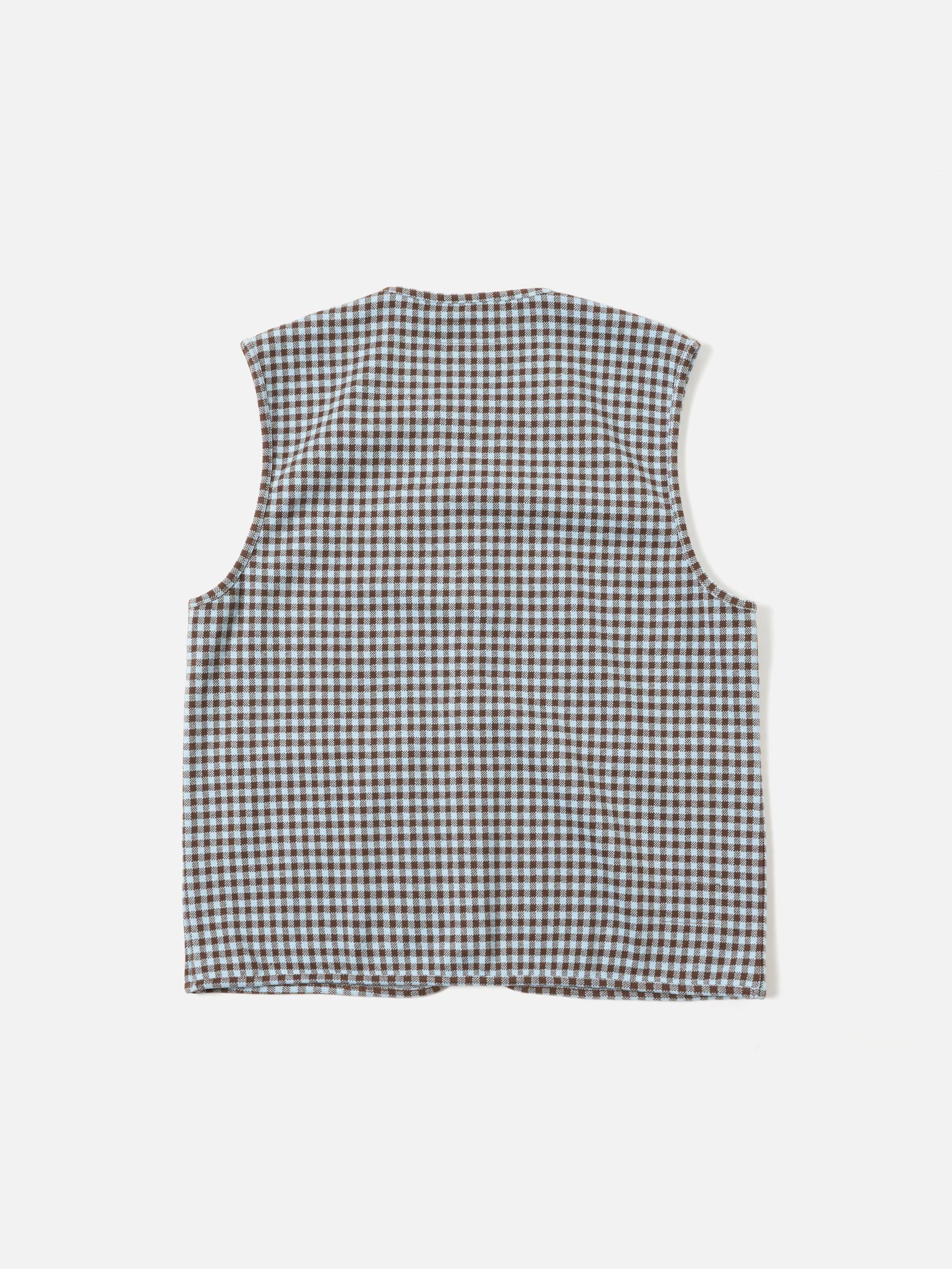 Brown/Sky Gingham Cotton Zip Gilet Product Image