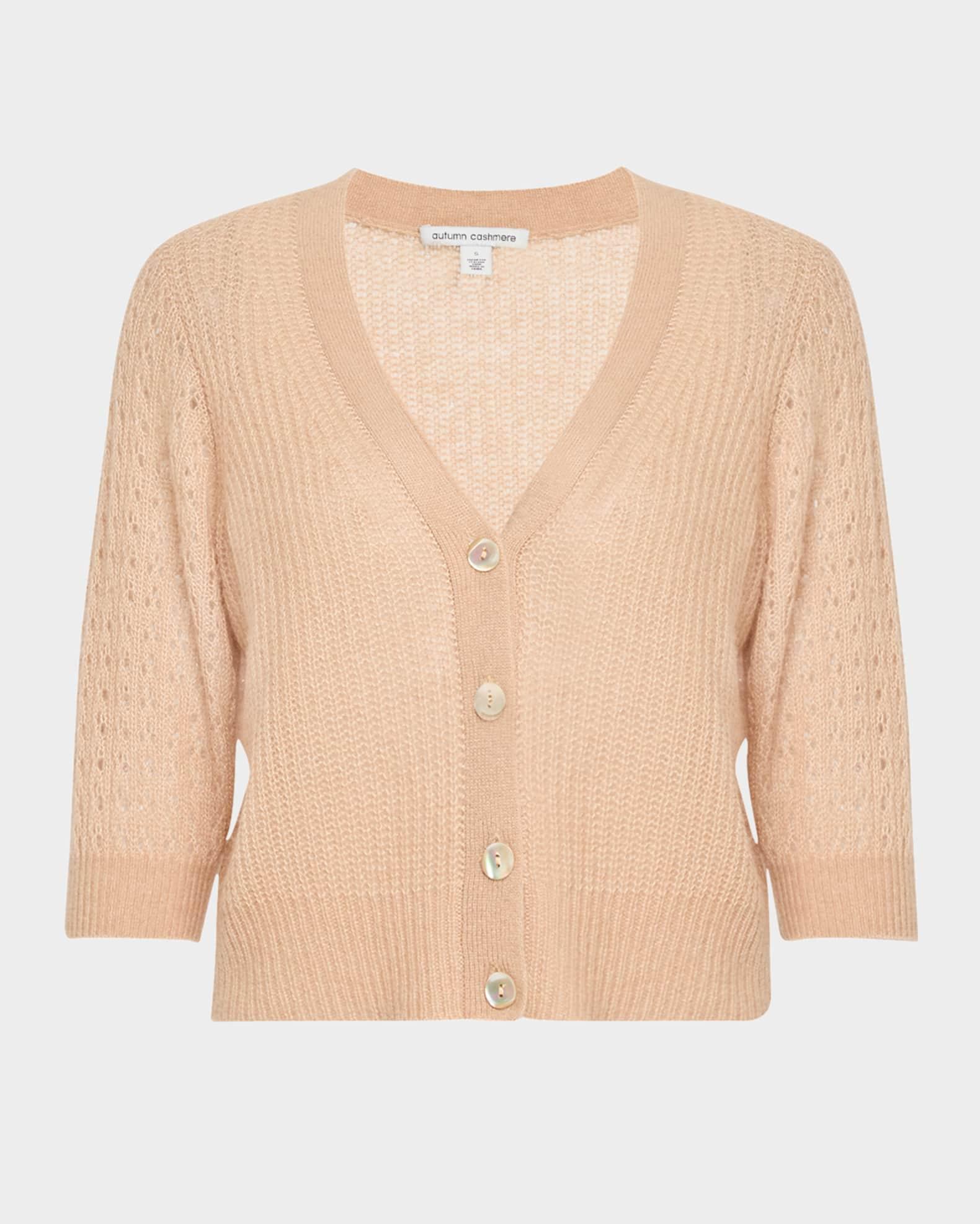 Cashmere-Silk Mixed Stitch Cardigan Product Image