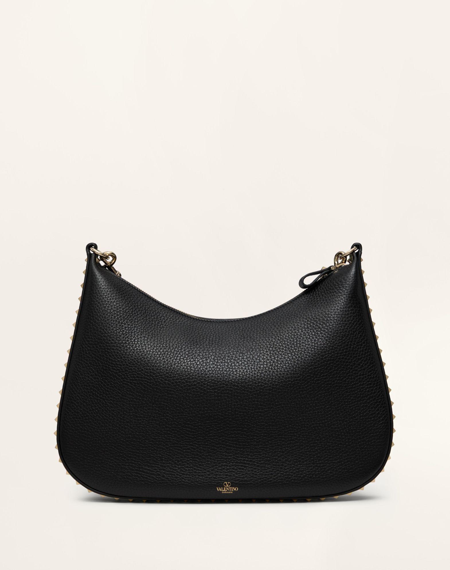 Valentino Garavani Rockstud Hobo Bag In Grainy Calfskin Product Image