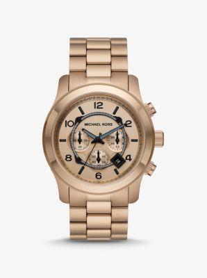 Oversized Runway Beige Gold-Tone Watch Product Image