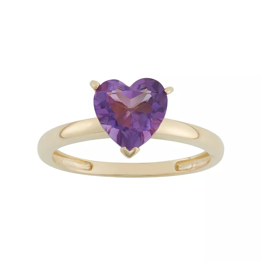 Designs by Gioelli Amethyst 10k Gold Heart Ring, Women's, Size: 9, Purple Product Image