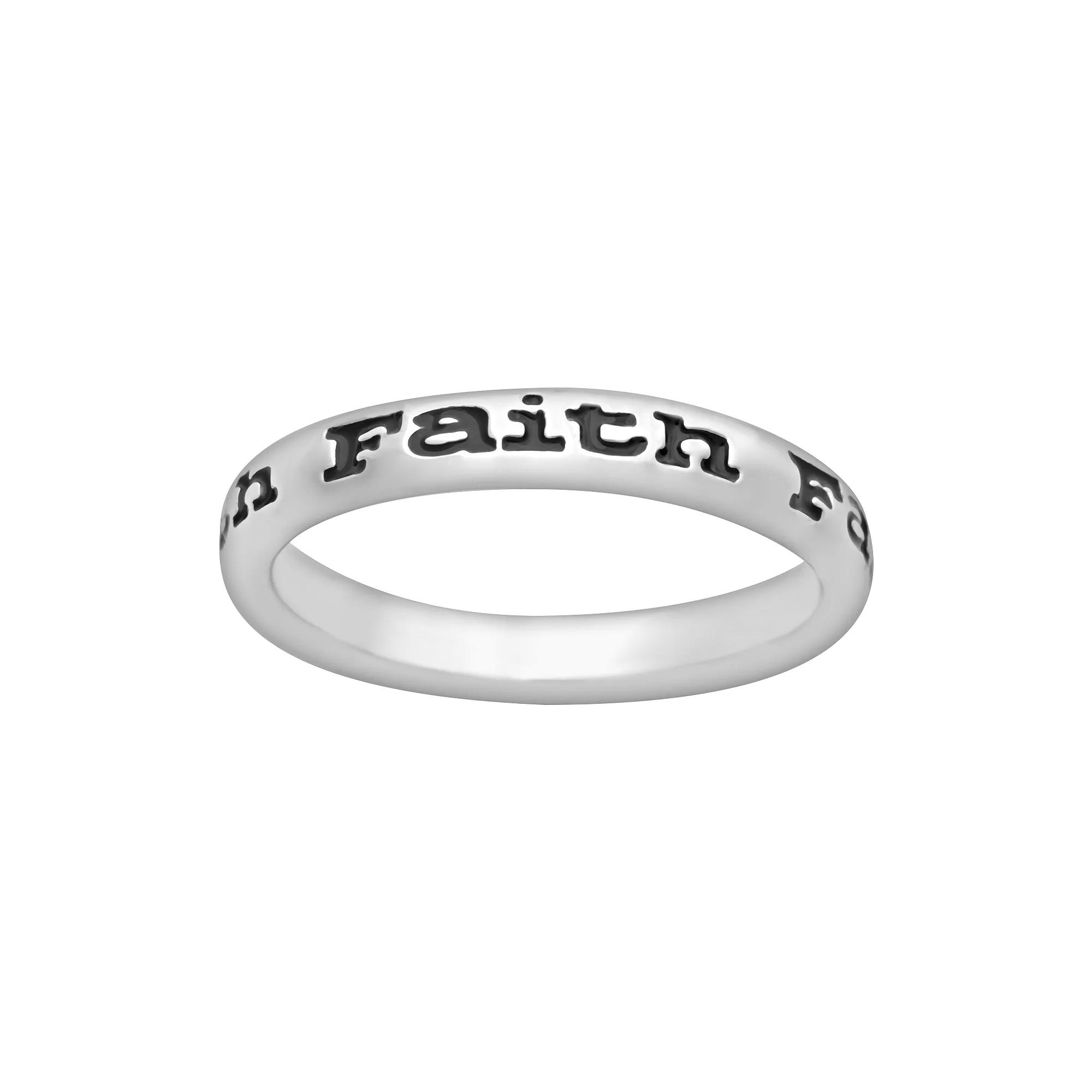 Stacks & Stones Sterling Silver Black Enamel "Faith" Stack Ring, Women's, Size: 6 Product Image