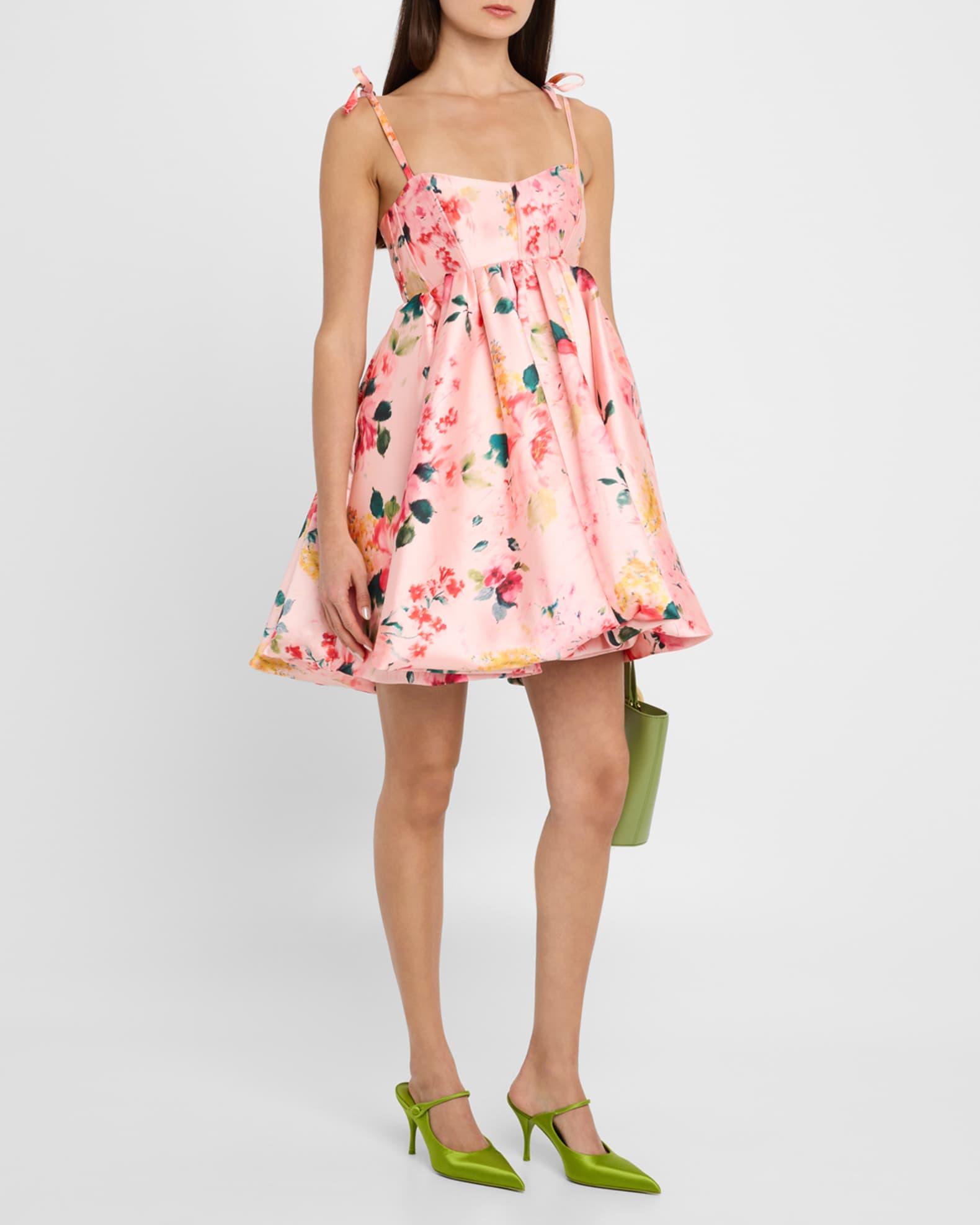 Floral Mikado Babydoll Dress with Pockets Product Image