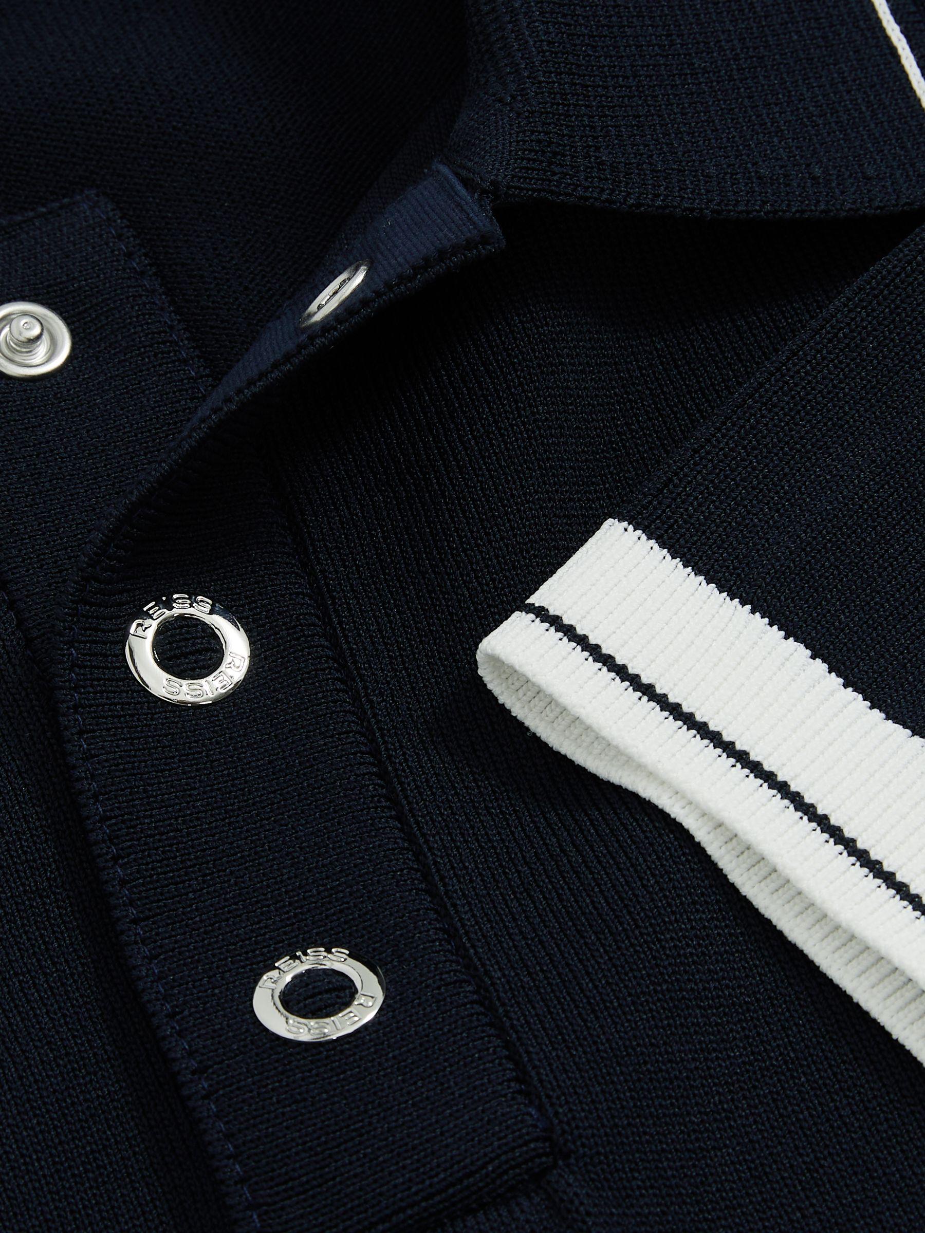 Tipped Knit Polo Shirt in White/Navy Product Image
