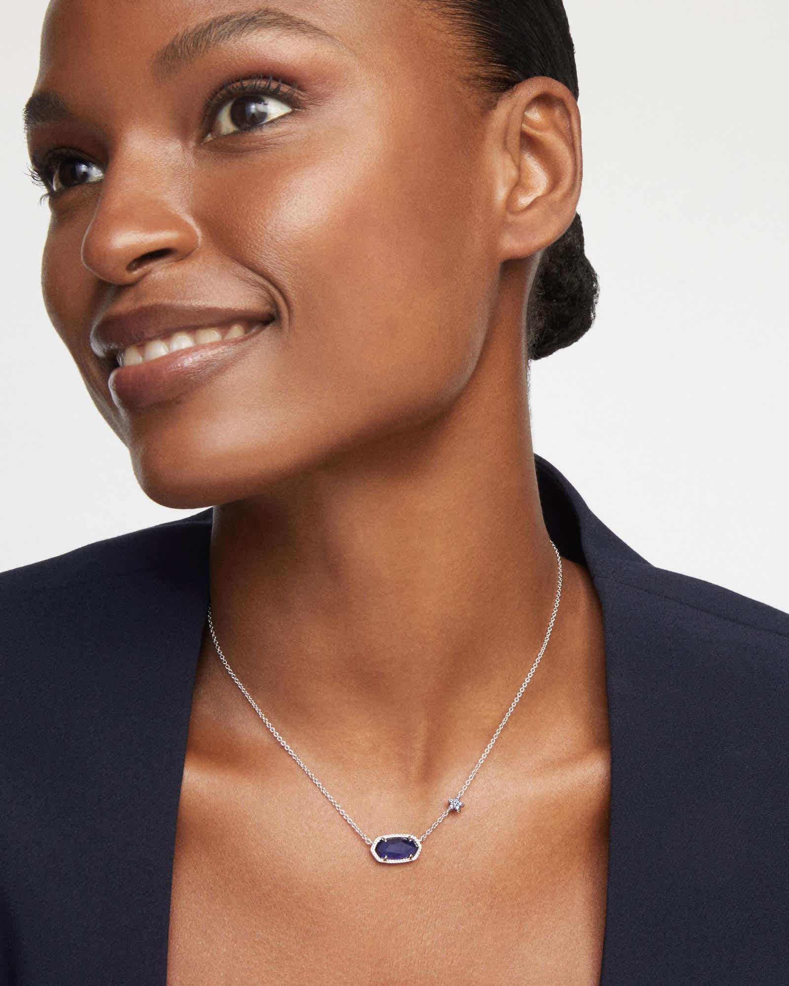 Elisa Silver Pave Star Short Pendant Necklace Product Image