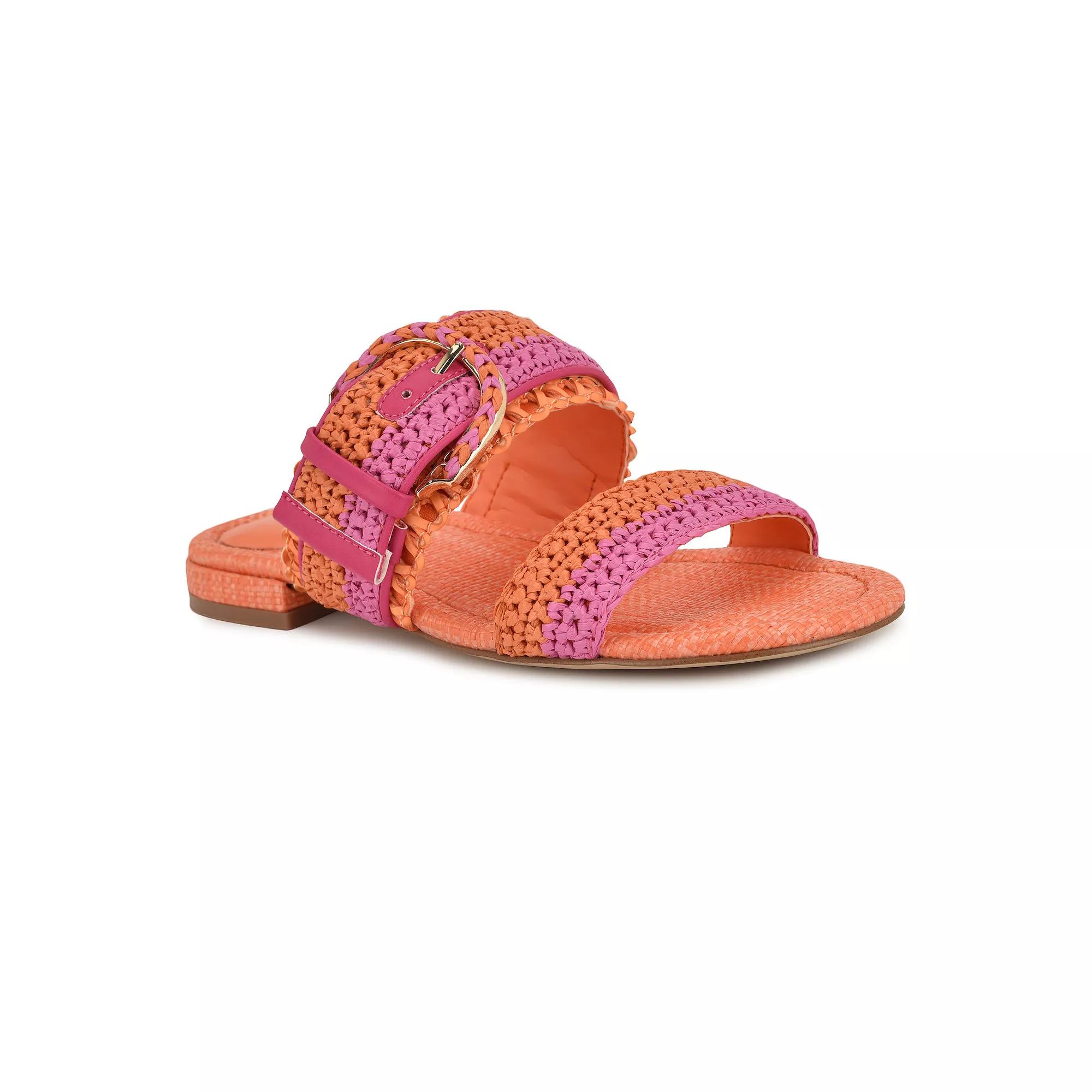 Nine West Sameey Open Toe Slip-On Women's Flat Sandals, Size: 9, Orange Pink Team Product Image