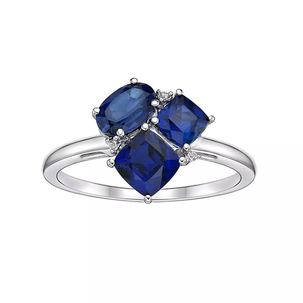 Gemminded Sterling Silver Lab-Created Sapphire & Lab-Created White Sapphire Cluster Ring, Women's, Size: 7 Product Image