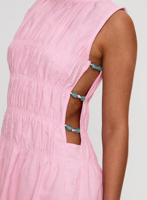 Evony Shirred Mini Dress Pink Product Image