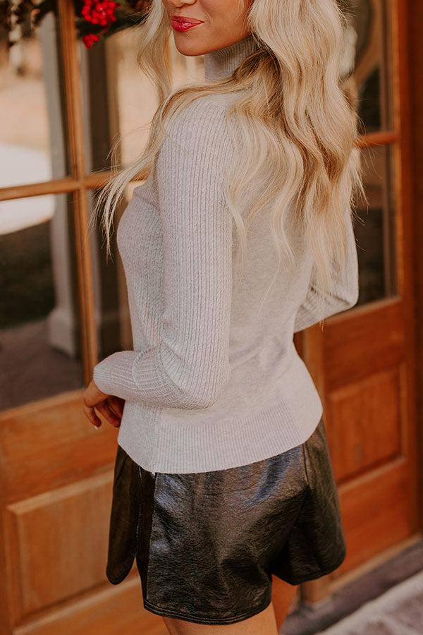 Glam Feeling Rhinestone Embellished Knit Top in Grey Product Image