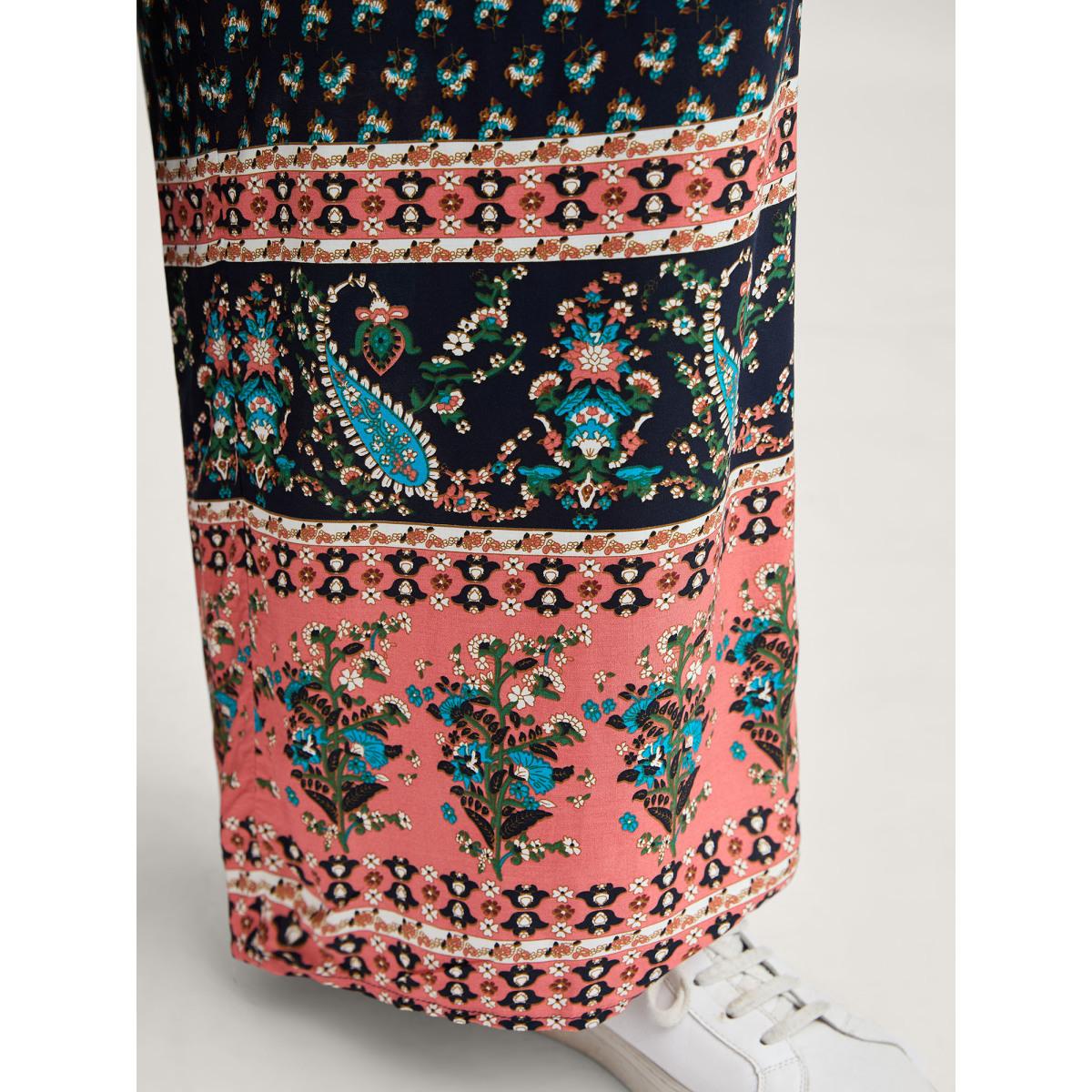 Plus Size Indigo Boho Contrast Cami Wide-Leg Jumpsuit Women Sleeveless Non Casual Loose Jumpsuits BloomChic 10/M Product Image