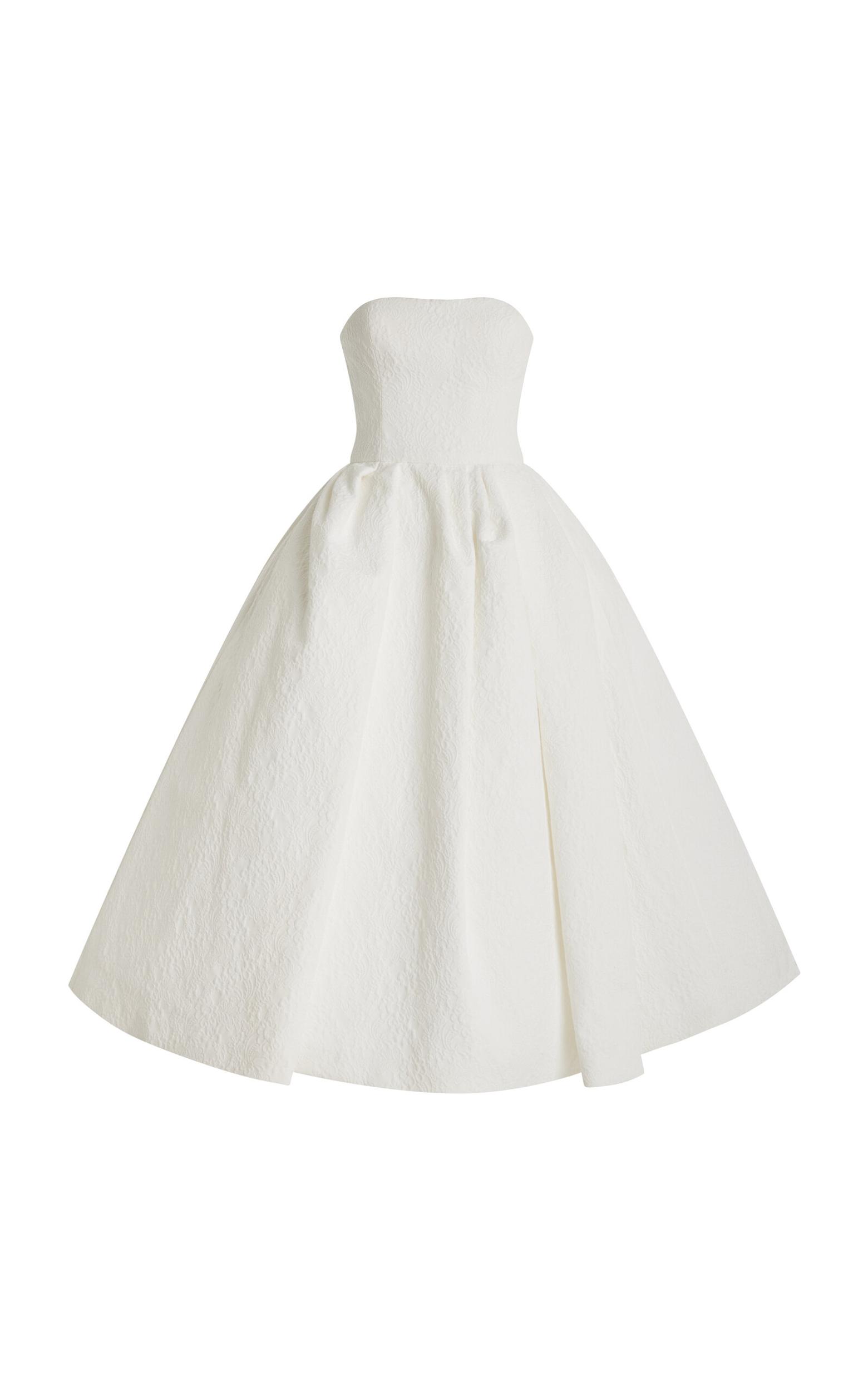 CAROLINA HERRERA Strapless Brocade Midi Dress In White Product Image