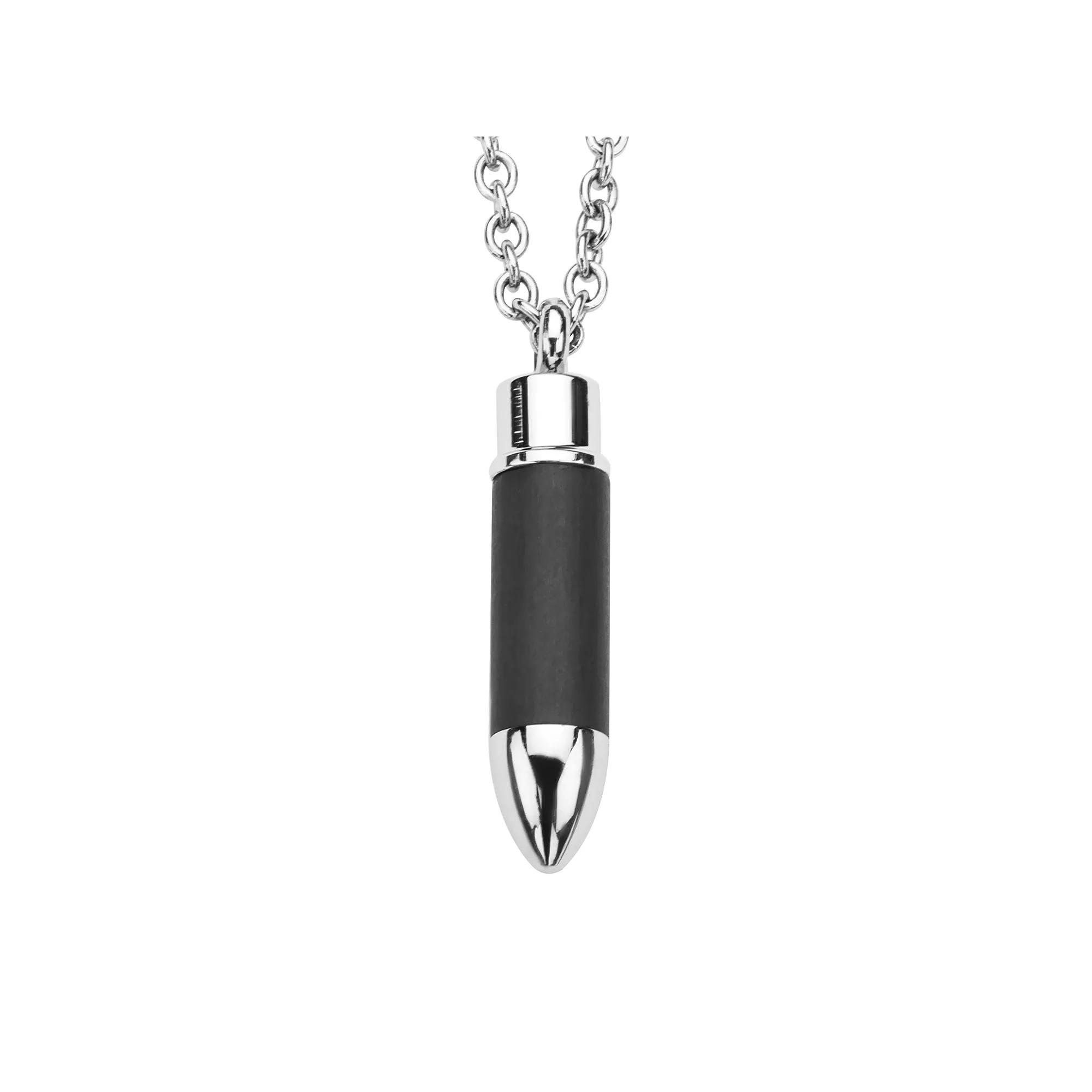 Men's Carbon Graphite Bullet Pendant Necklace, Size: 22", Stainless Product Image