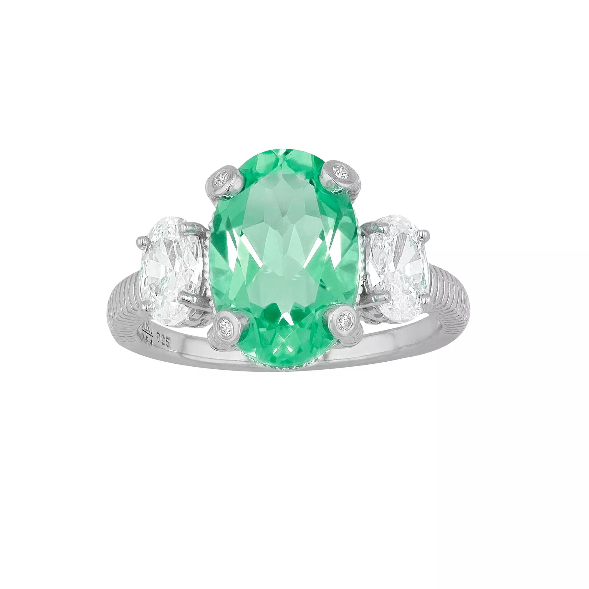 SIRI USA by TJM Sterling Silver Cubic Zirconia & Lab-Grown Green Amethyst Ring, Women's,  Product Image