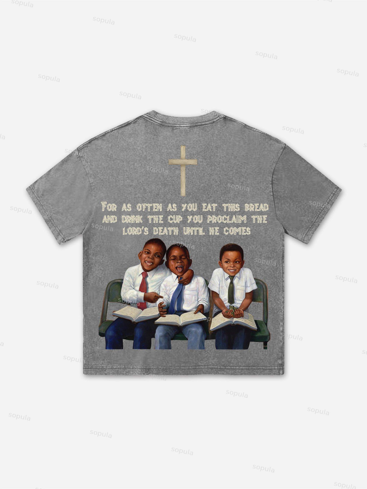 First Sunday Retro Graphic Print Acid Washed T-Shirt Product Image