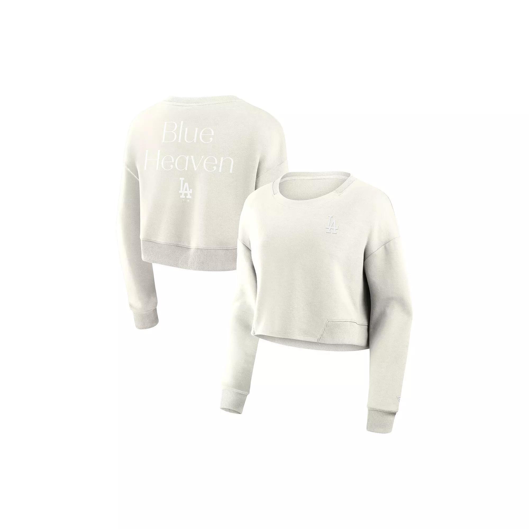 Women's Fanatics Cream New York Yankees Studio Cropped Pullover Sweatshirt,  Product Image