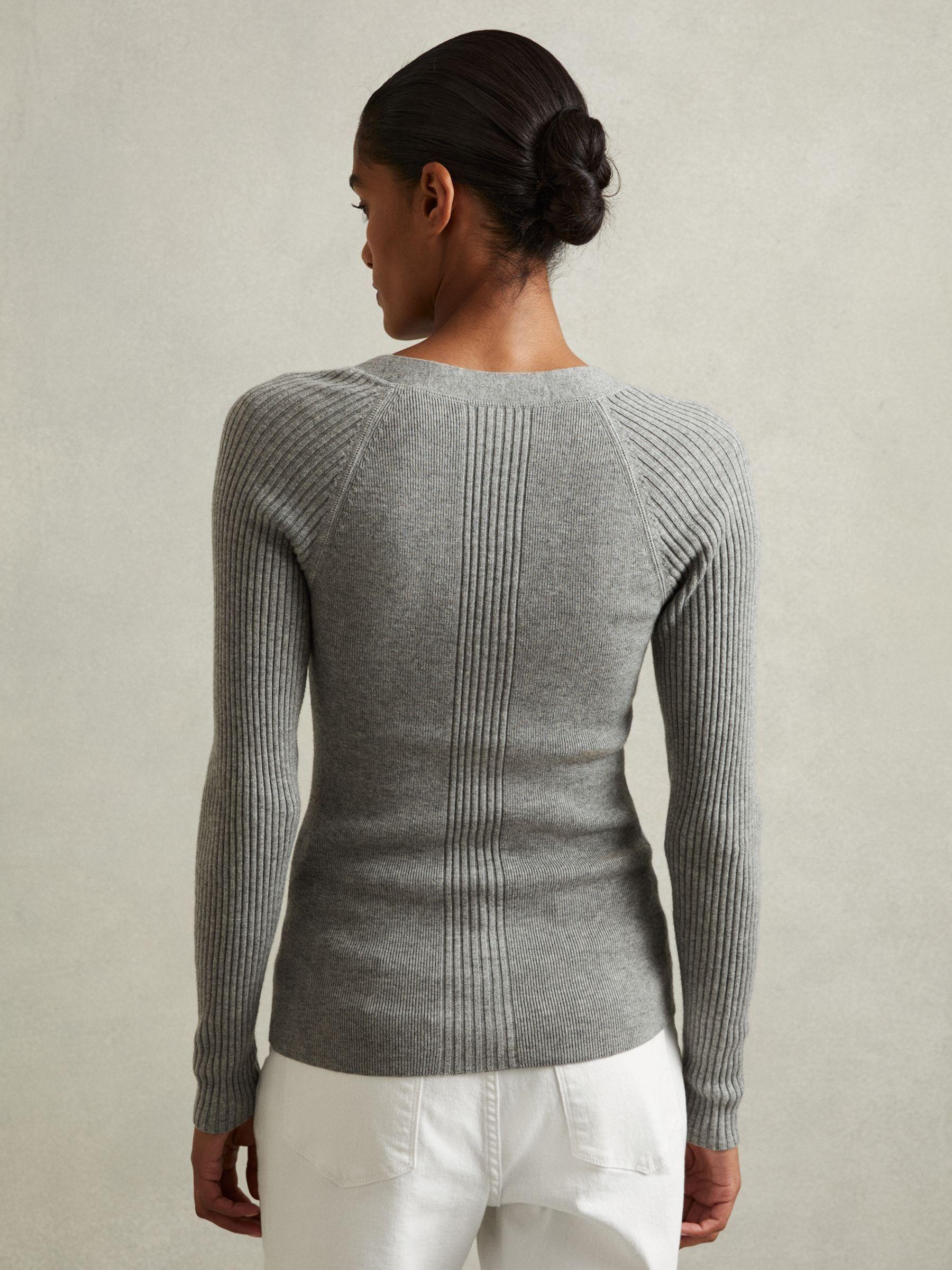 Ribbed Sleeve Jumper in Grey Product Image